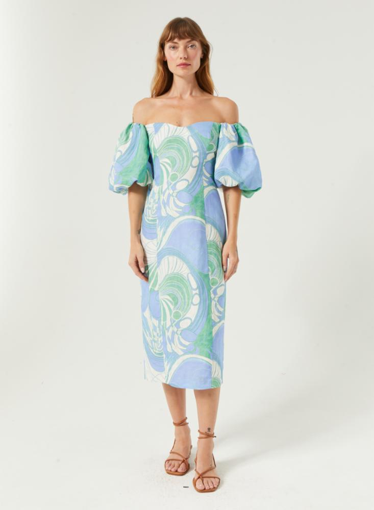 Rhode Karmina Dress in  Periwinkle Deco Surf Grande