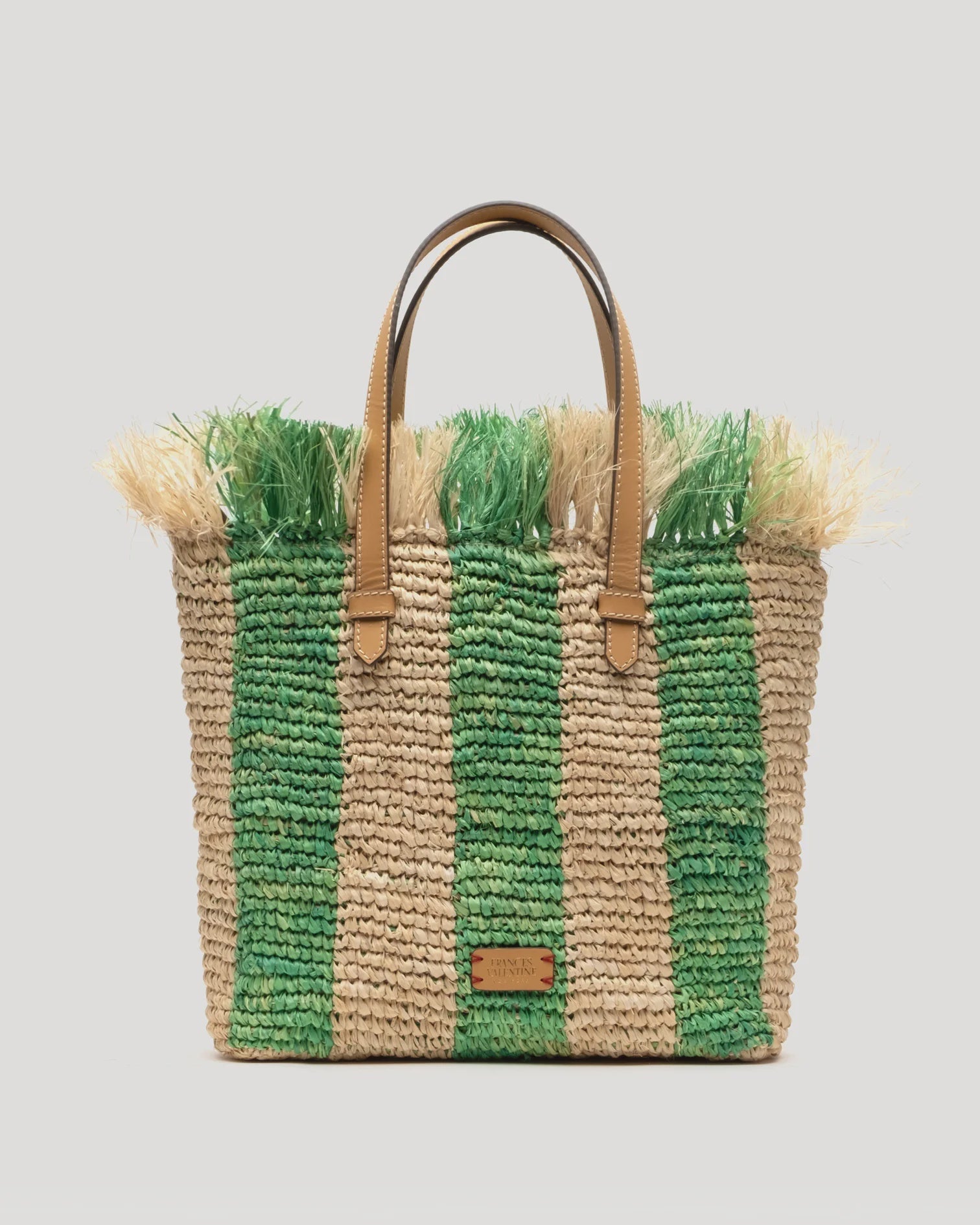 Alfie Fringe Tote w/Leather Handle Raffia w/Leather Handle