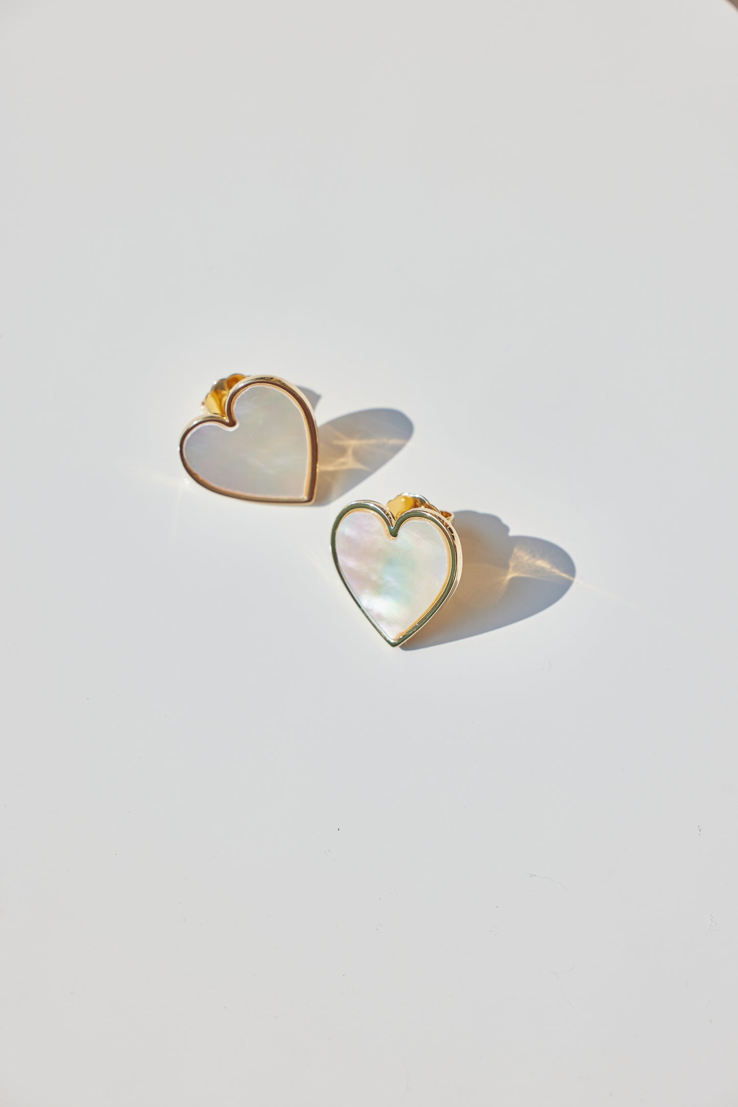 Mother of Pearl Heart studs
