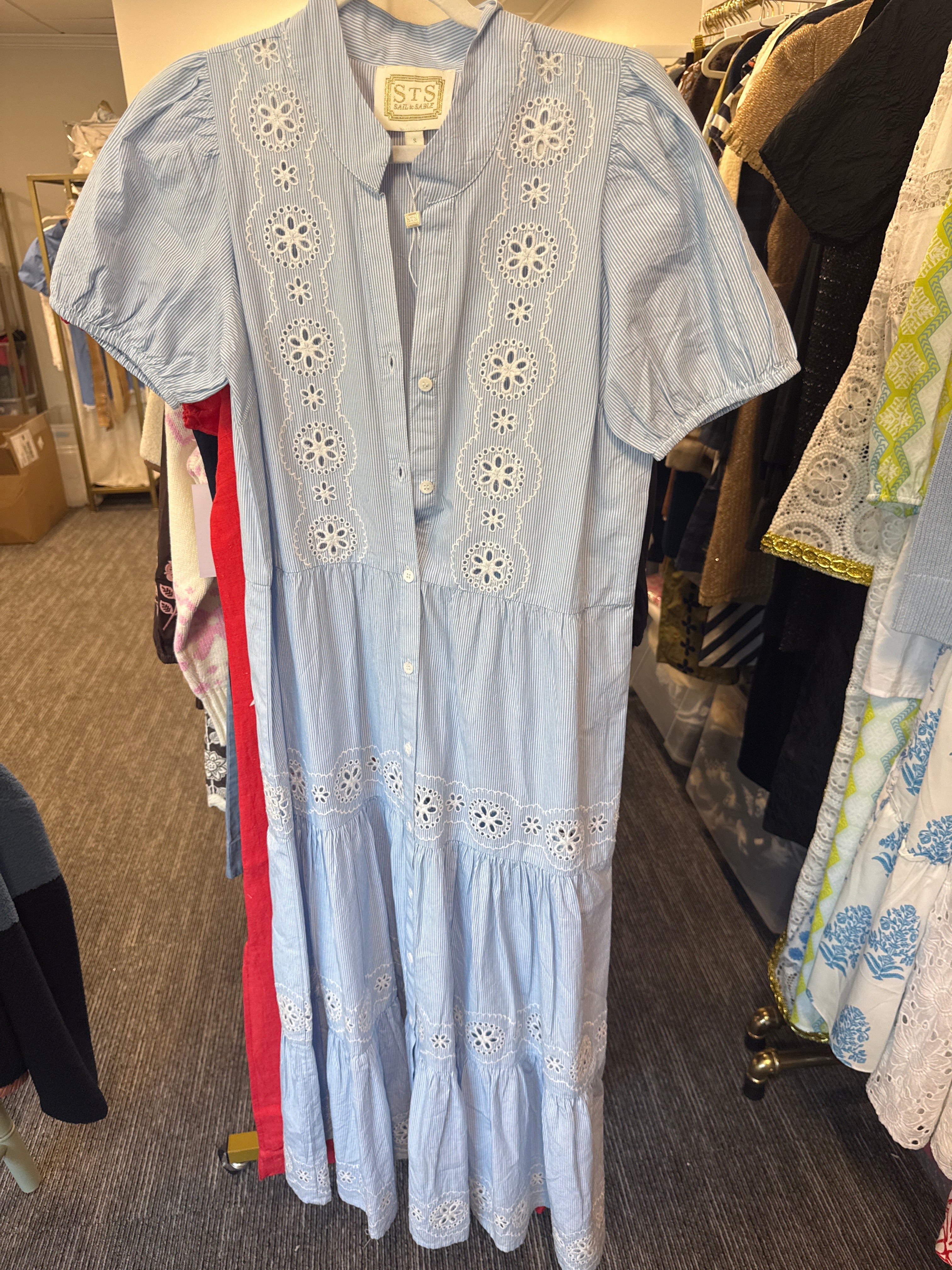 Sample Blue/White Button Maxi Dress