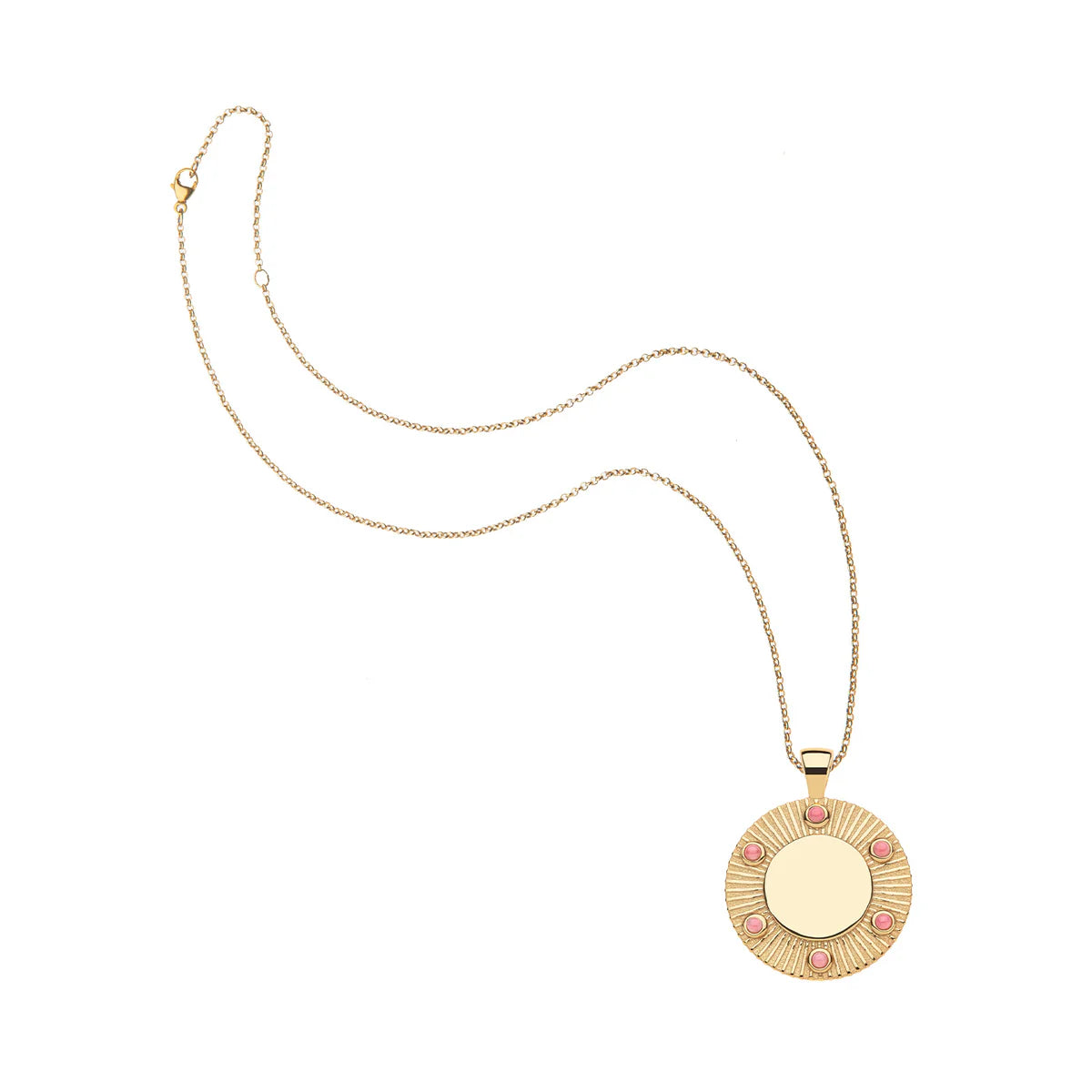 Forever Around The Sun Pendant in Pink Coral - Rolo Chain