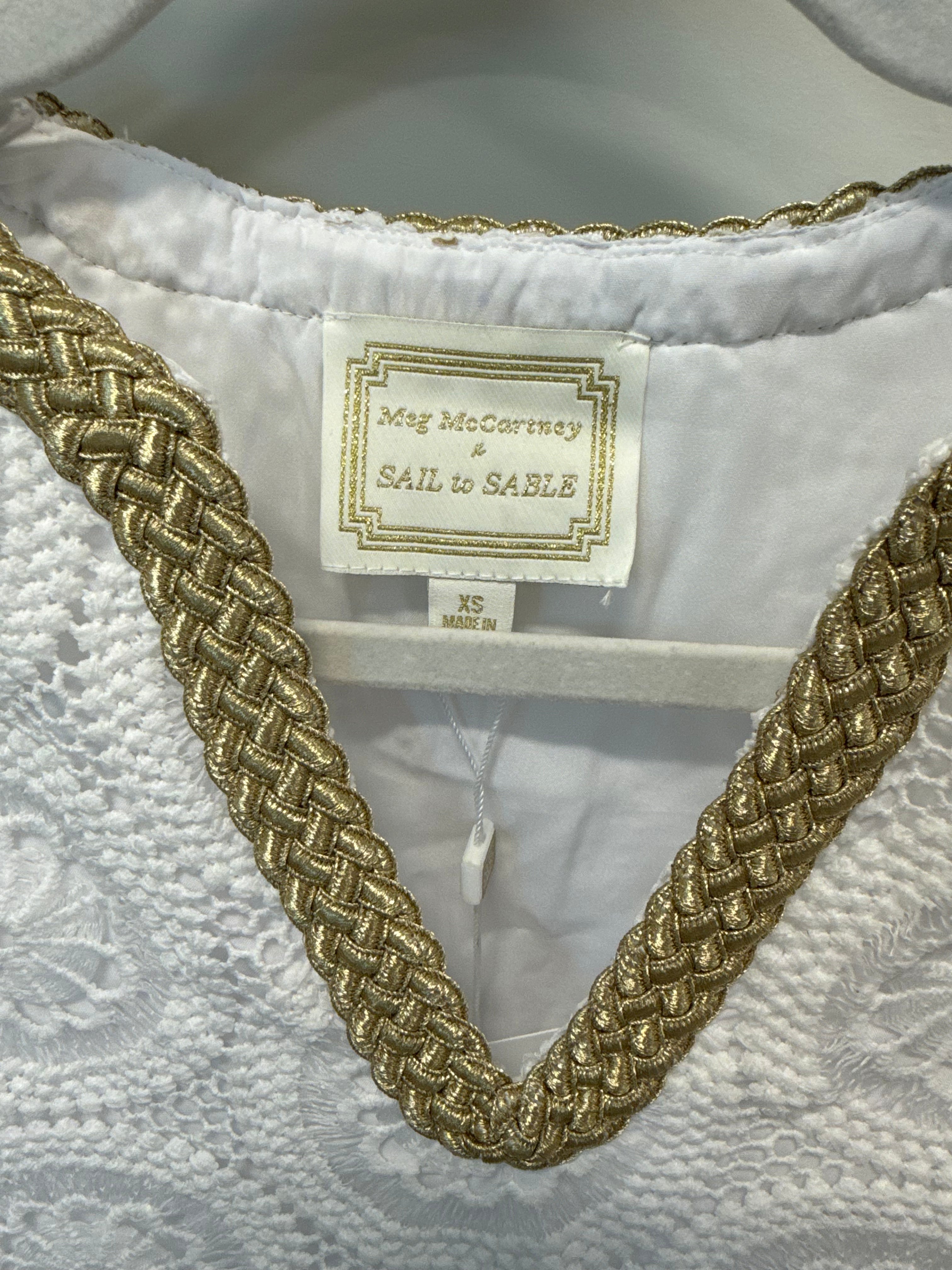 SAMPLE White Eyelet Maxi Dress With Gold Detail (XS)