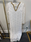 SAMPLE White Eyelet Maxi Dress With Gold Detail (XS)