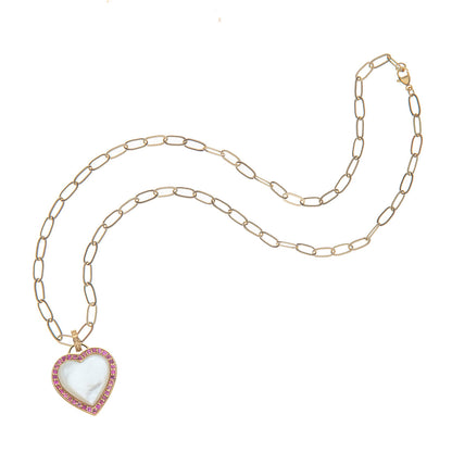 Jane Win LOVE Set in Stone Pendant in Mother of Pearl