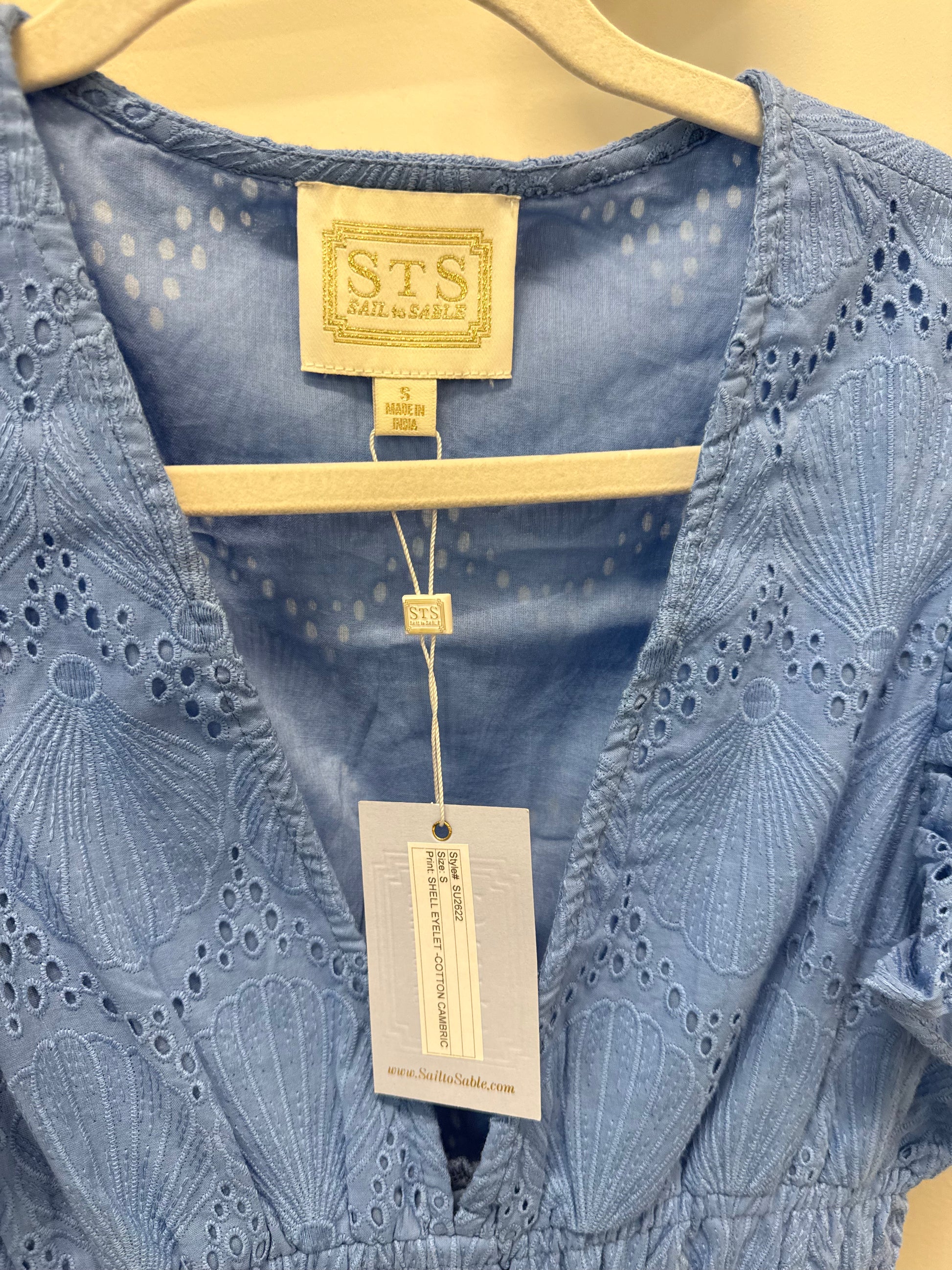 Sample Blue Eyelet Mini Dress (S)