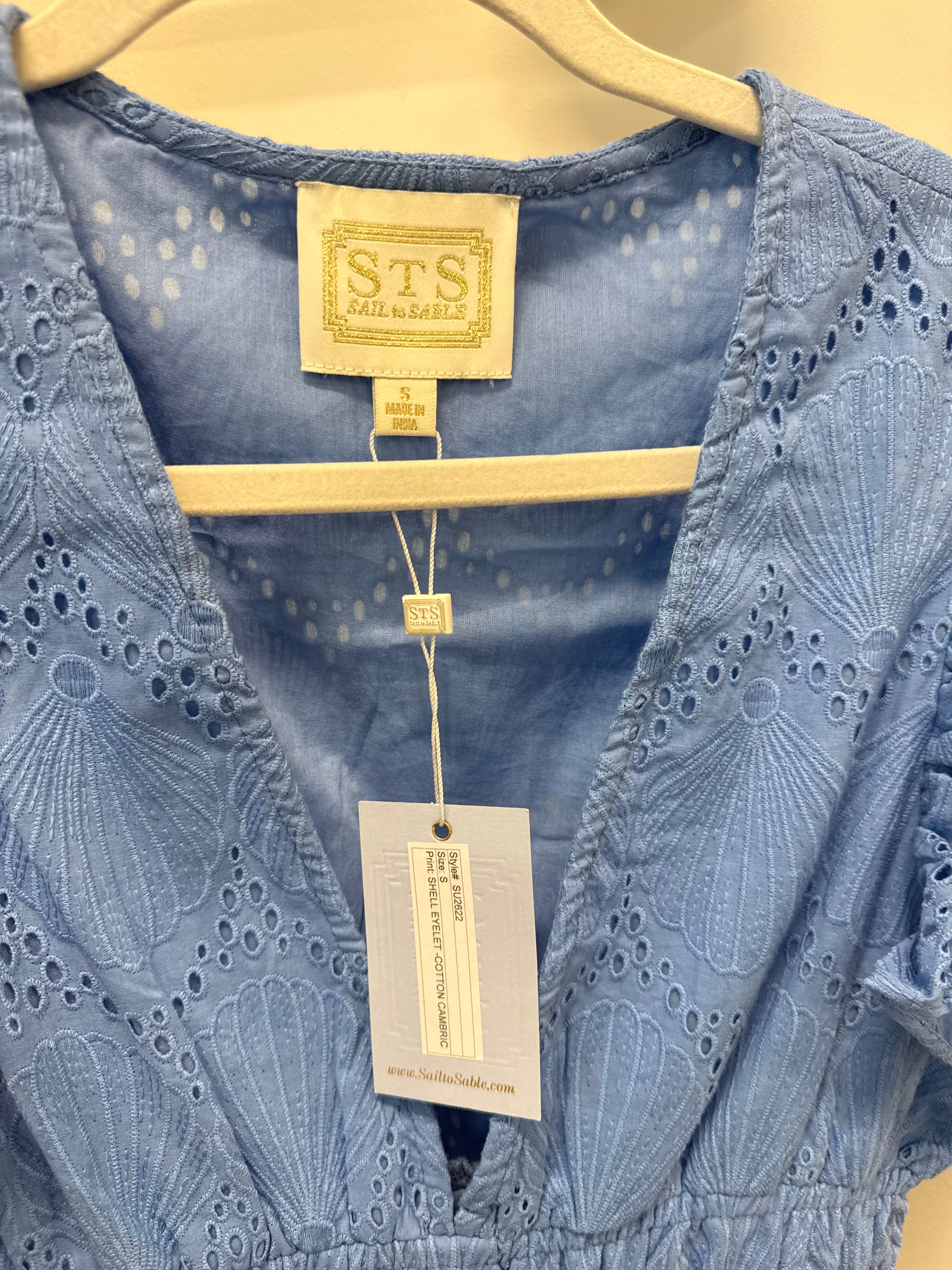 Sample Blue Eyelet Mini Dress (S)