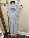 Sample Blue/White Striped Maxi Dress With Red Detailing (S)