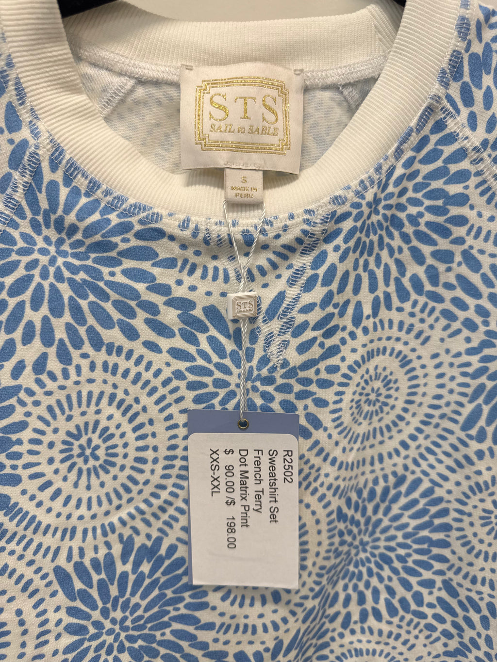 Sample Long Sleeve Blue Patterned Sweatshirt Set (S)