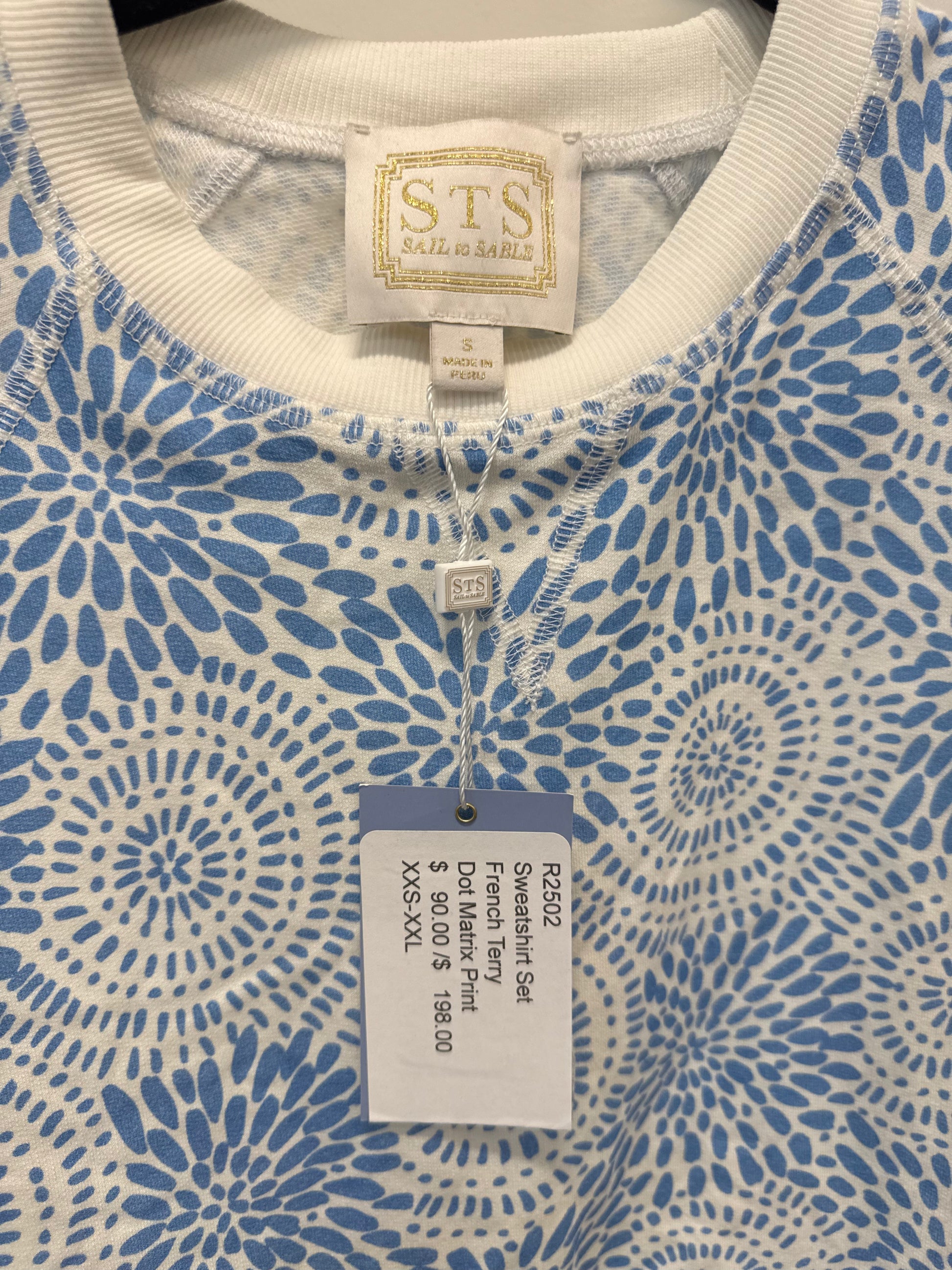 Sample Long Sleeve Blue Patterned Sweatshirt Set (S)