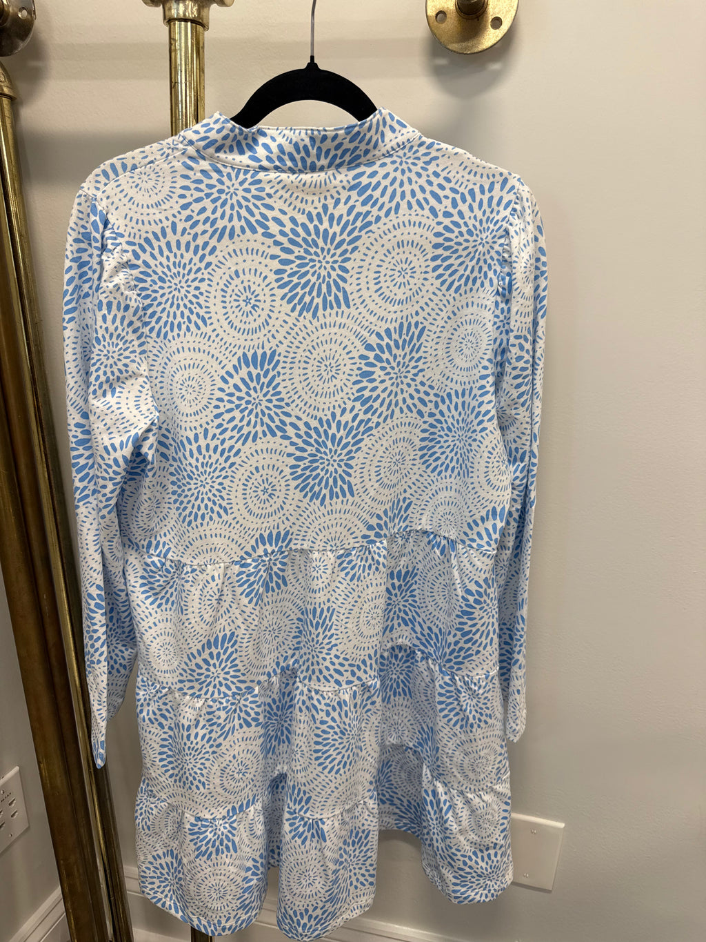 Sample Blue/White Long Sleeve Tunic Flair Dress (L)