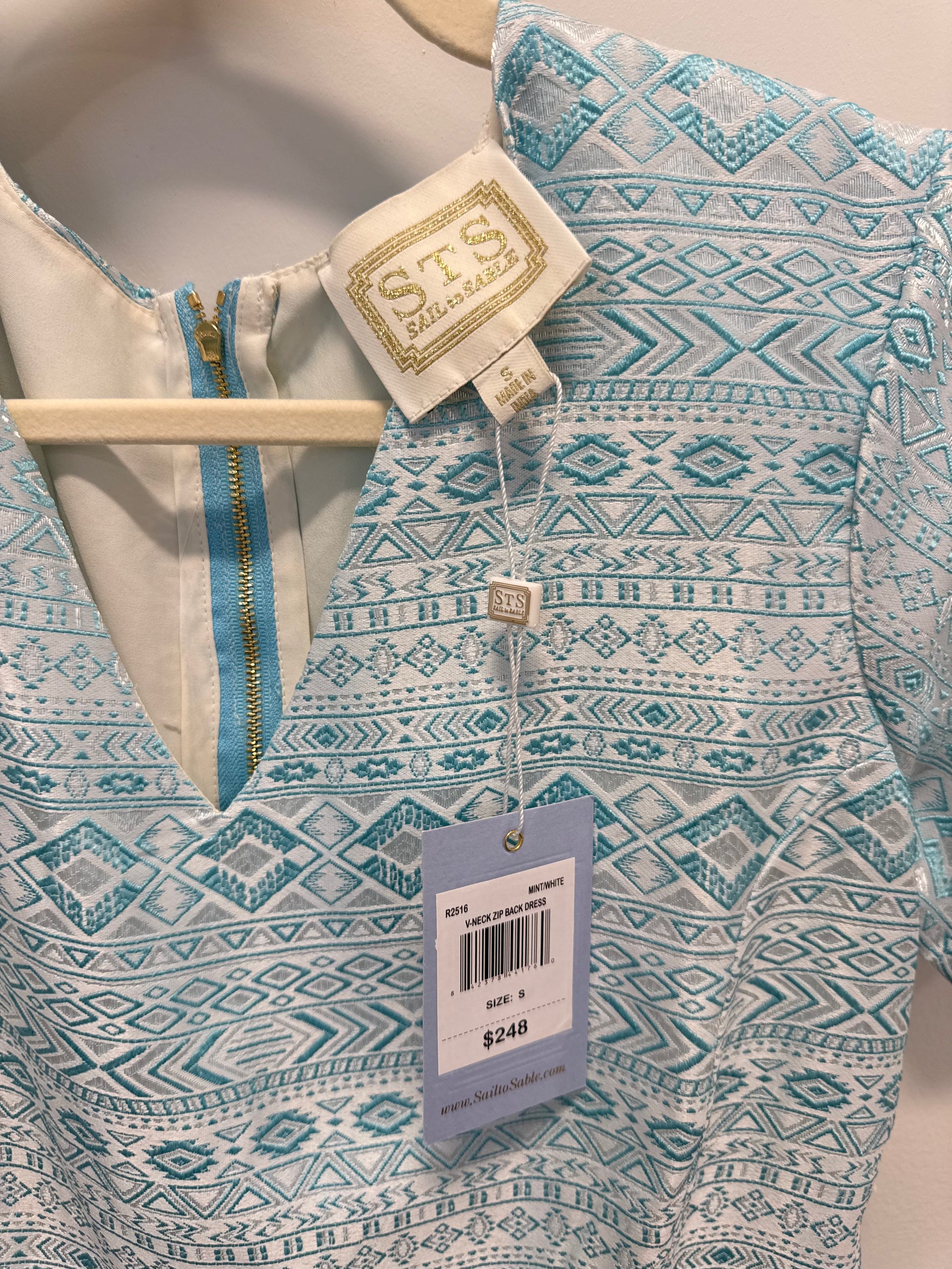 Sample Mini Mint/White Scalloped Dress (S)