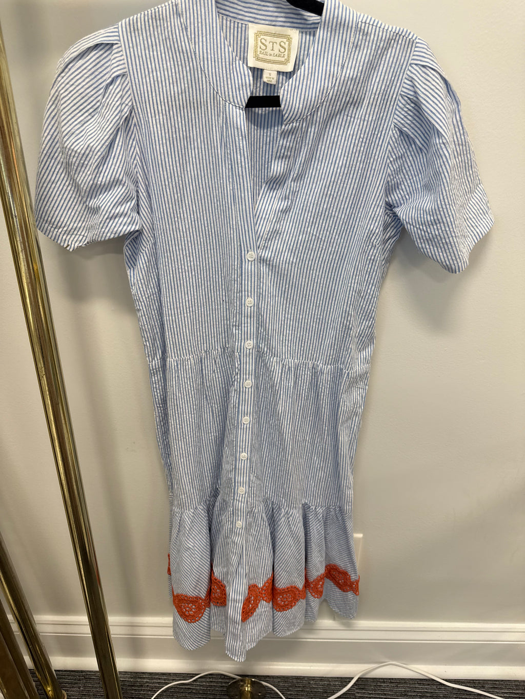 Sample Blue/White Striped Maxi Collared Dress (S)