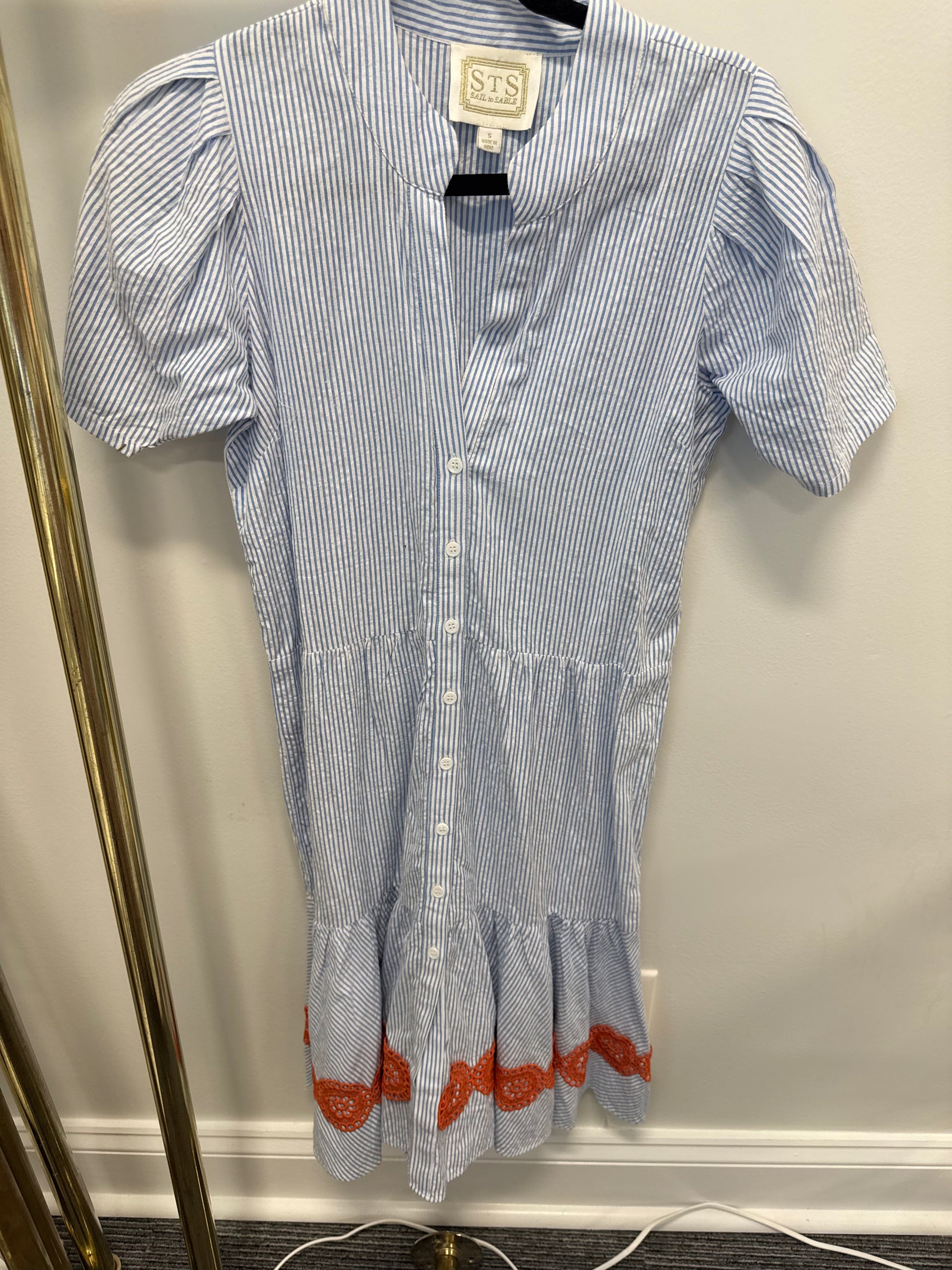 Sample Blue/White Striped Maxi Collared Dress (S)