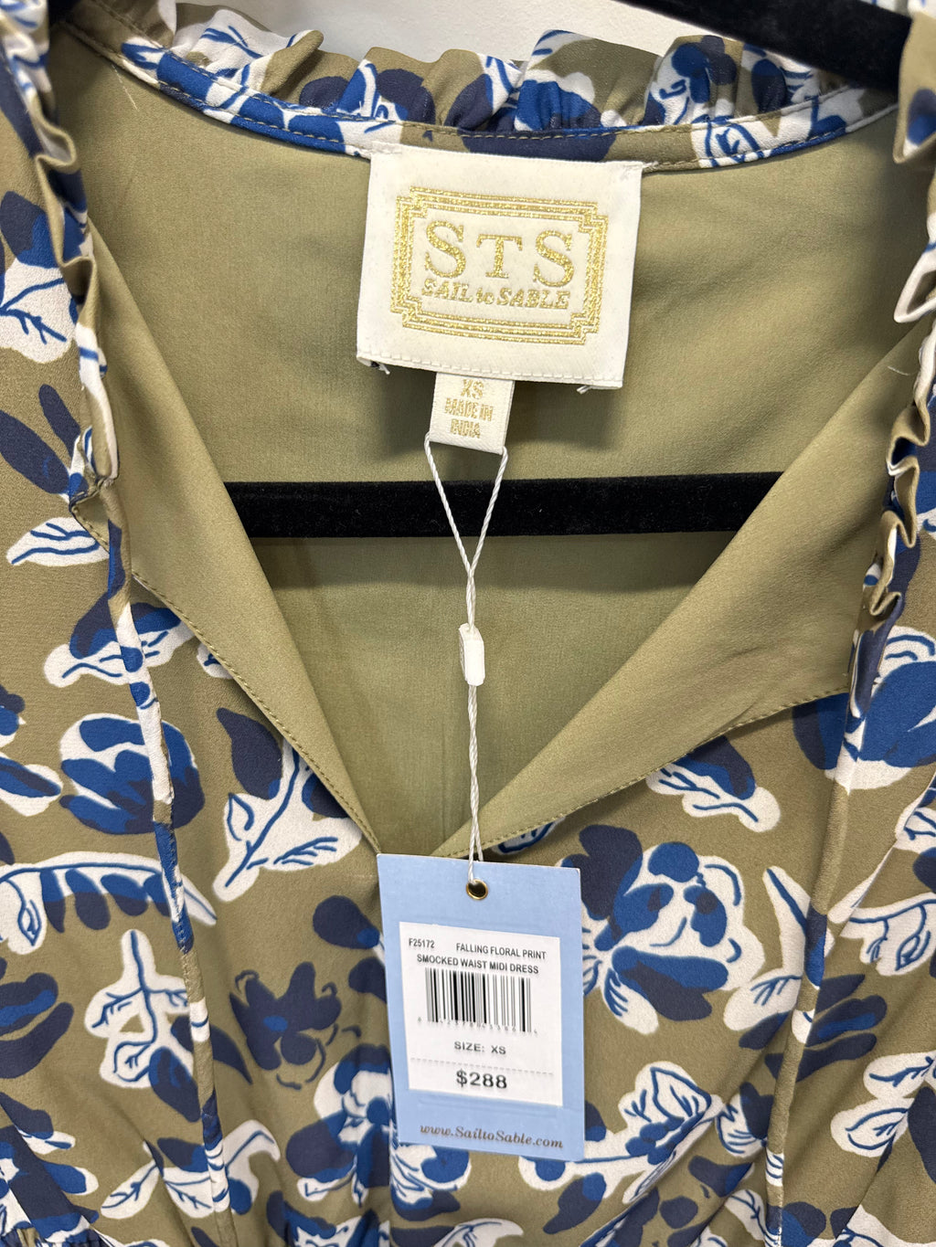 Sample Floral Smocked Waist Midi Dress (XS)