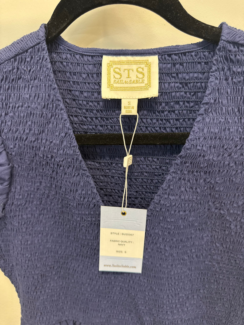 Sample Navy Smocked Maxi Dress (S)