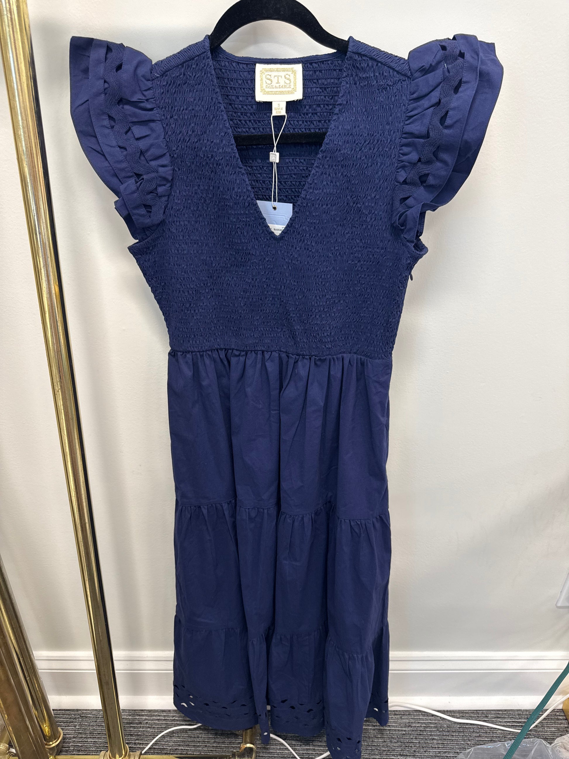 Sample Navy Smocked Maxi Dress (S)