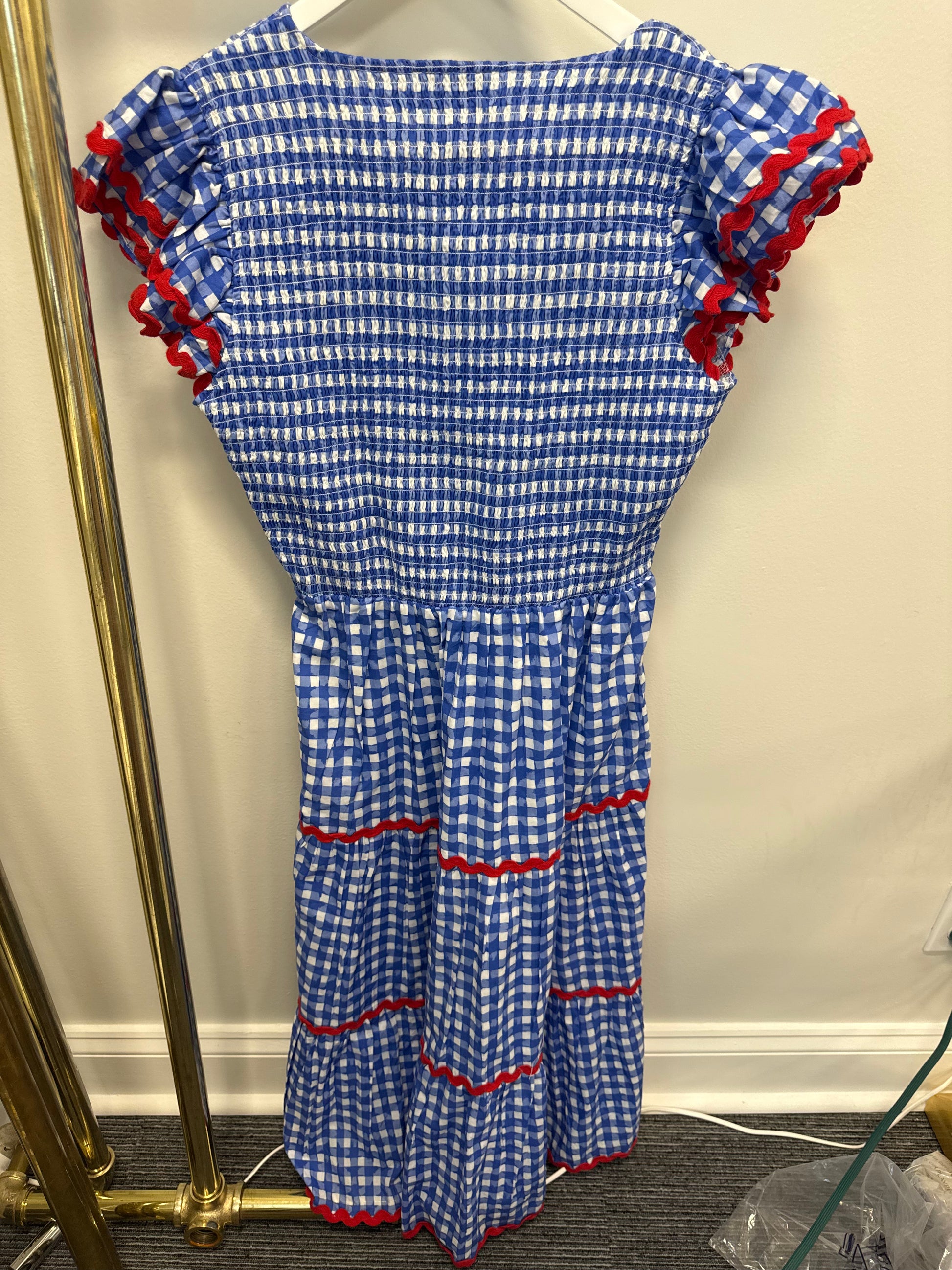 Sample Blue Smocked With Red Detailing (S)