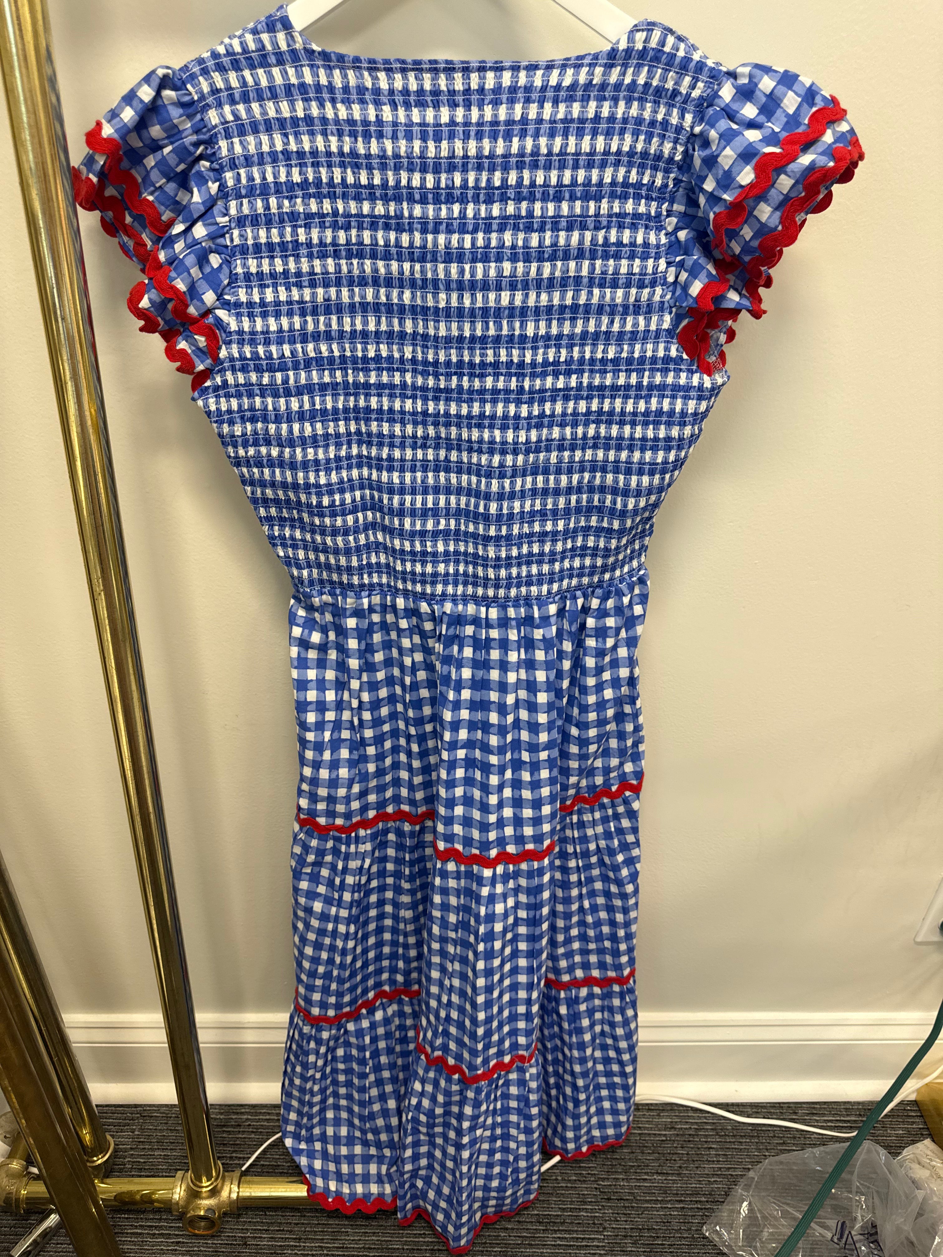 Sample Blue Smocked With Red Detailing (S)