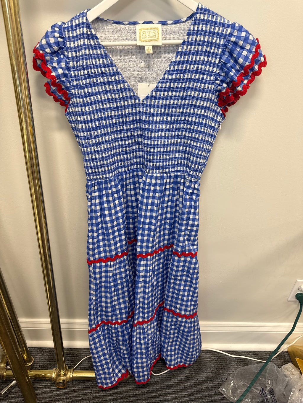Sample Blue Smocked With Red Detailing (S)
