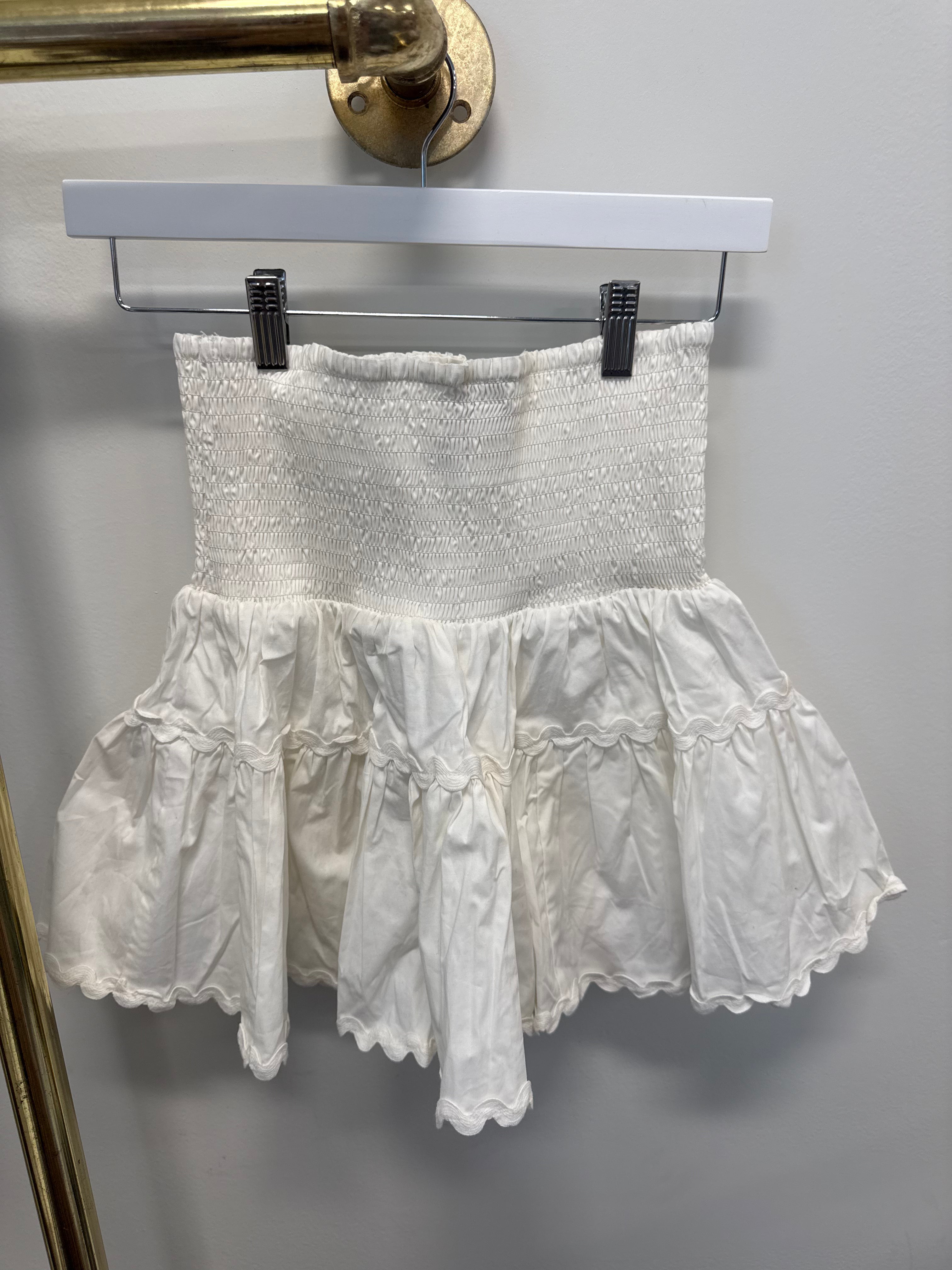 Sample White Smocked Waist Skirt (S)