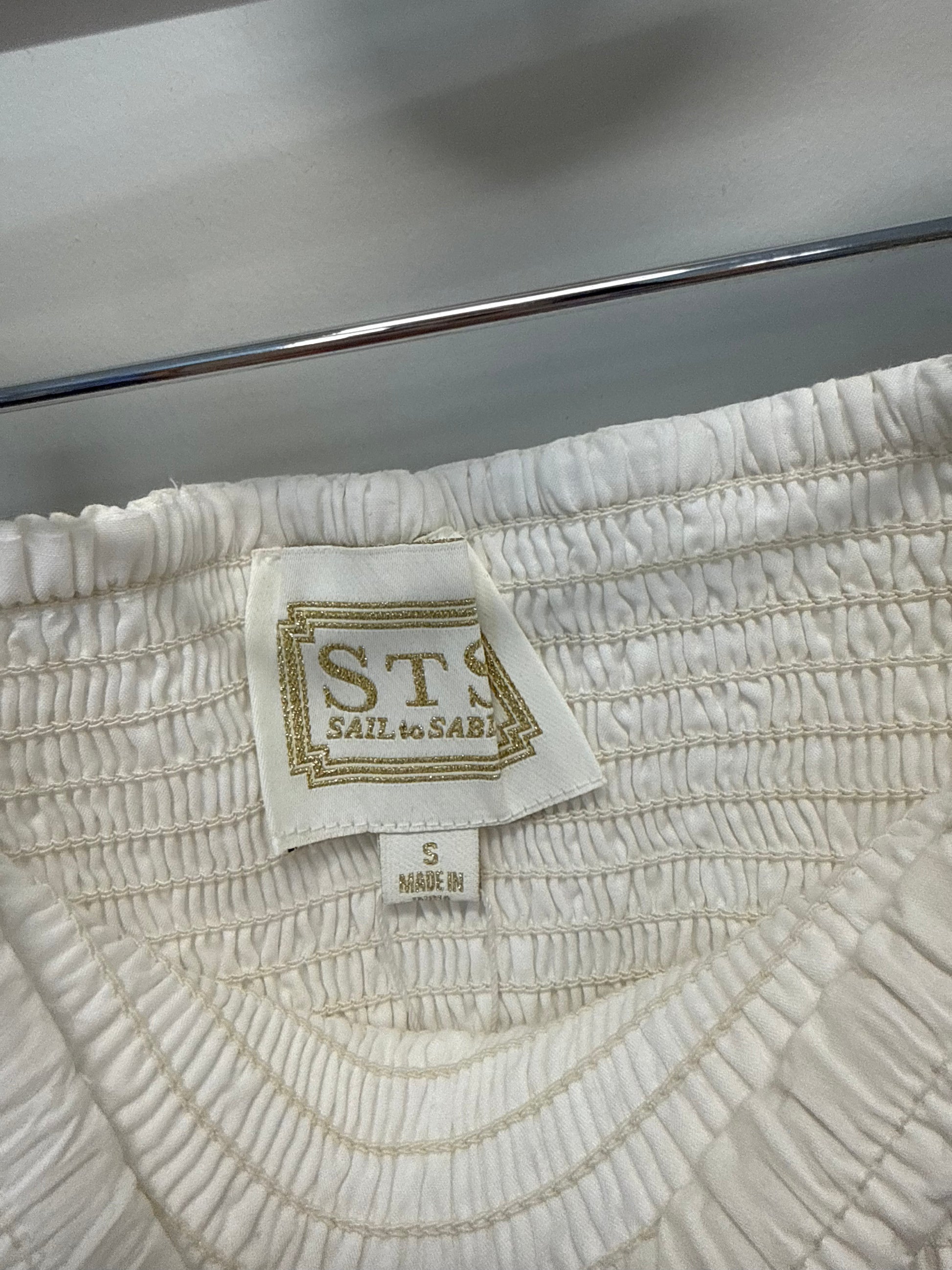 Sample White Smocked Waist Skirt (S)