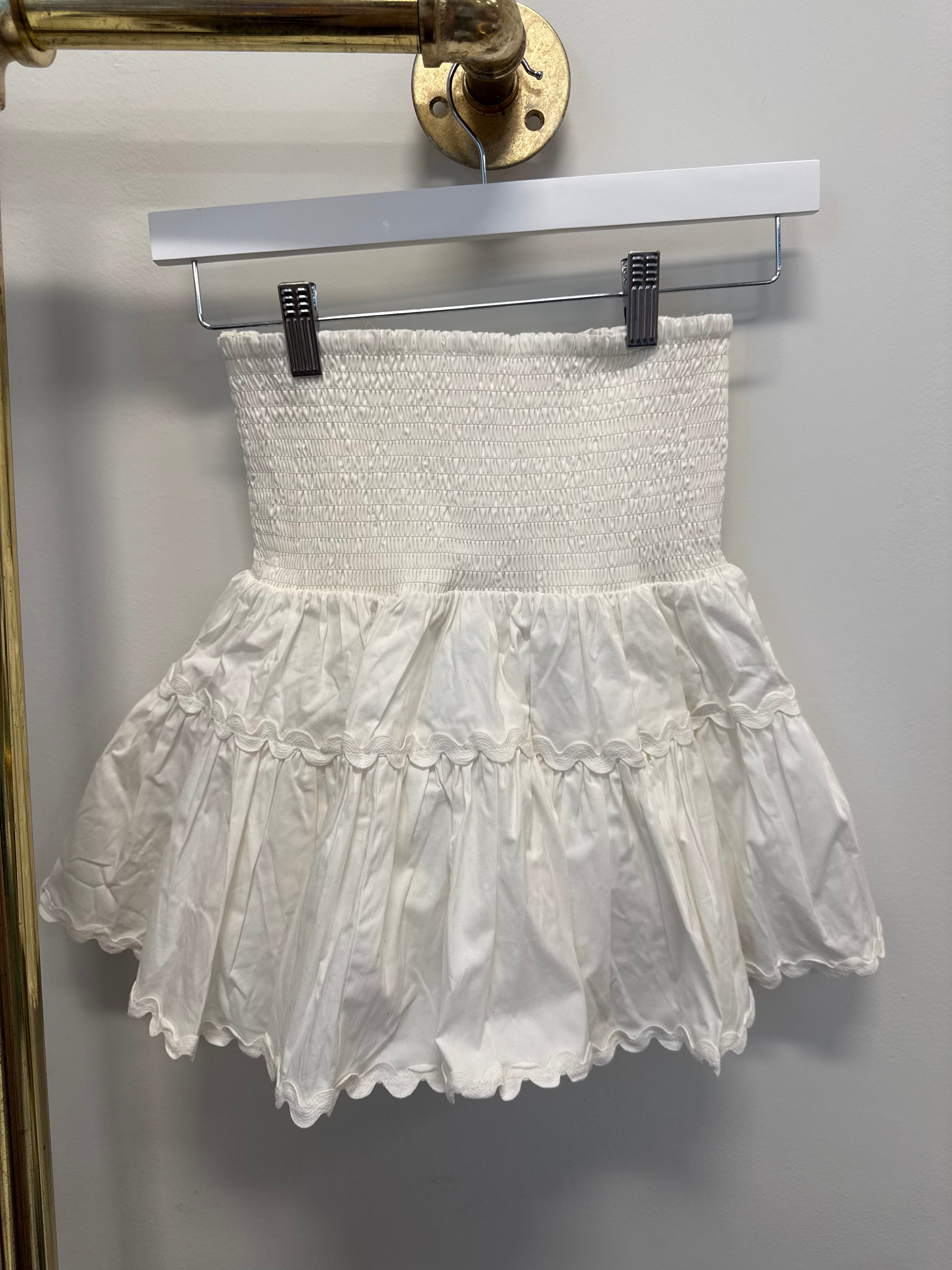 Sample White Smocked Waist Skirt (S)