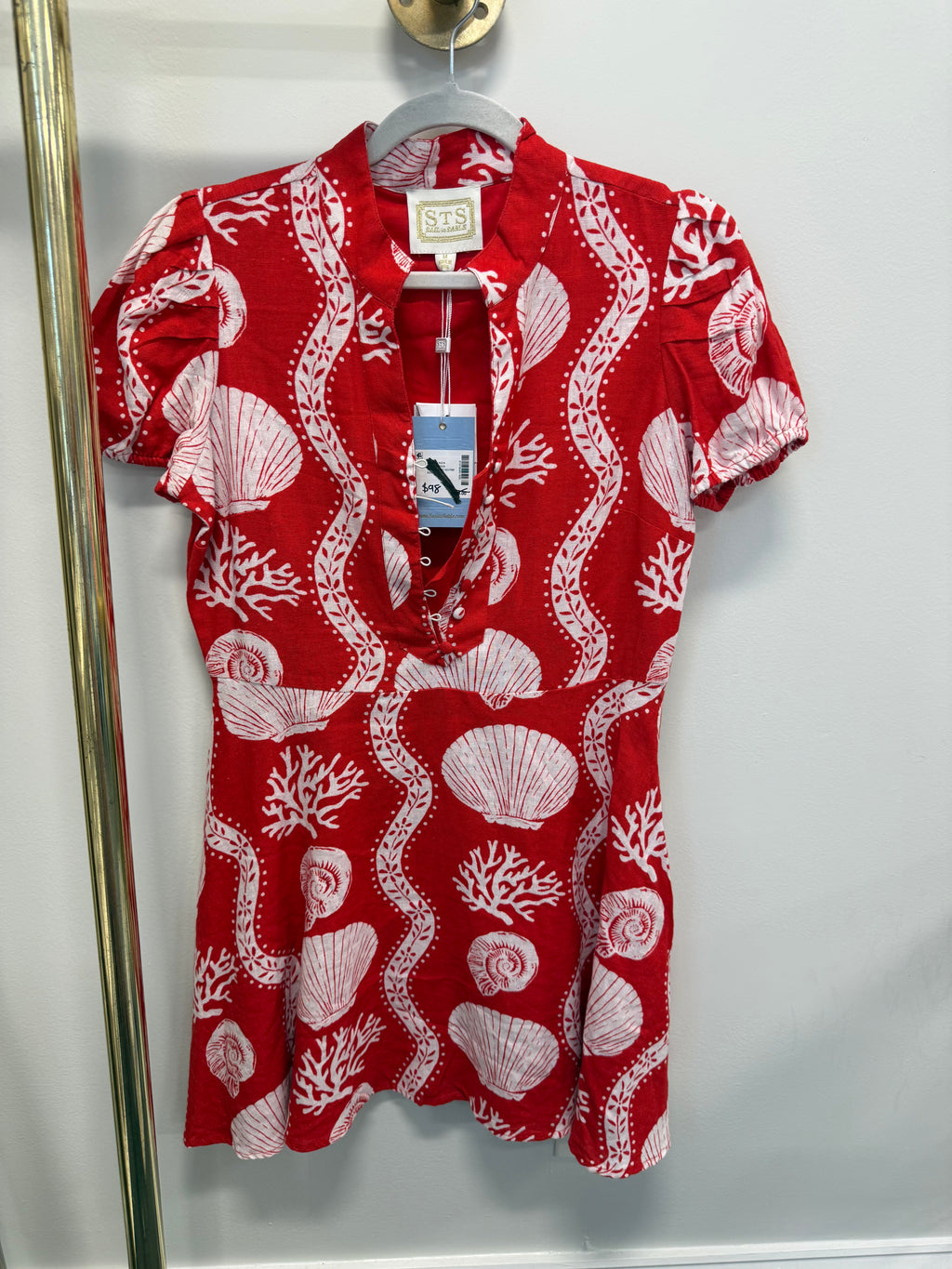 Sample Red Seashell Tunic Mini Dress (M)