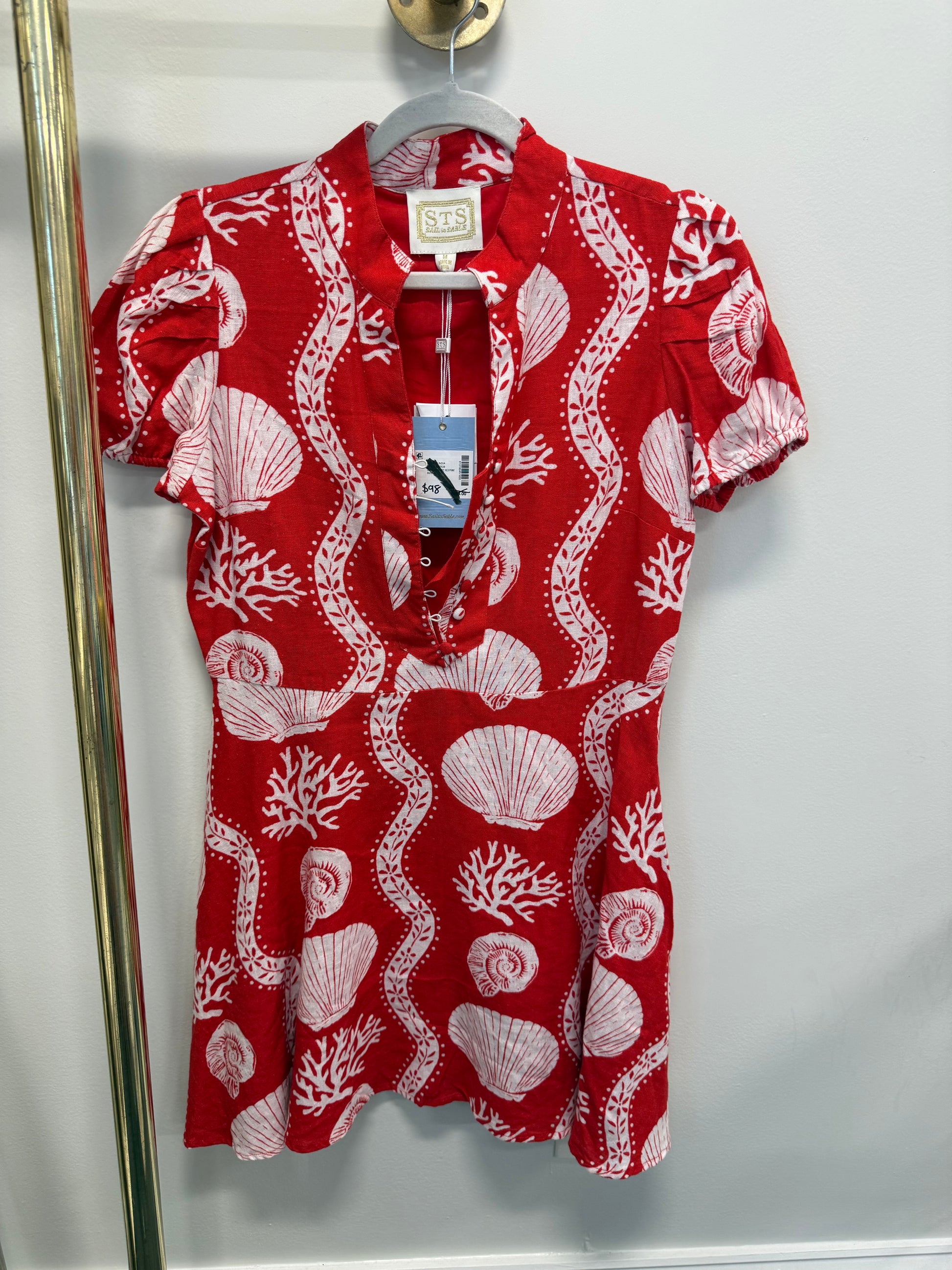 Sample Red Seashell Tunic Mini Dress (M)