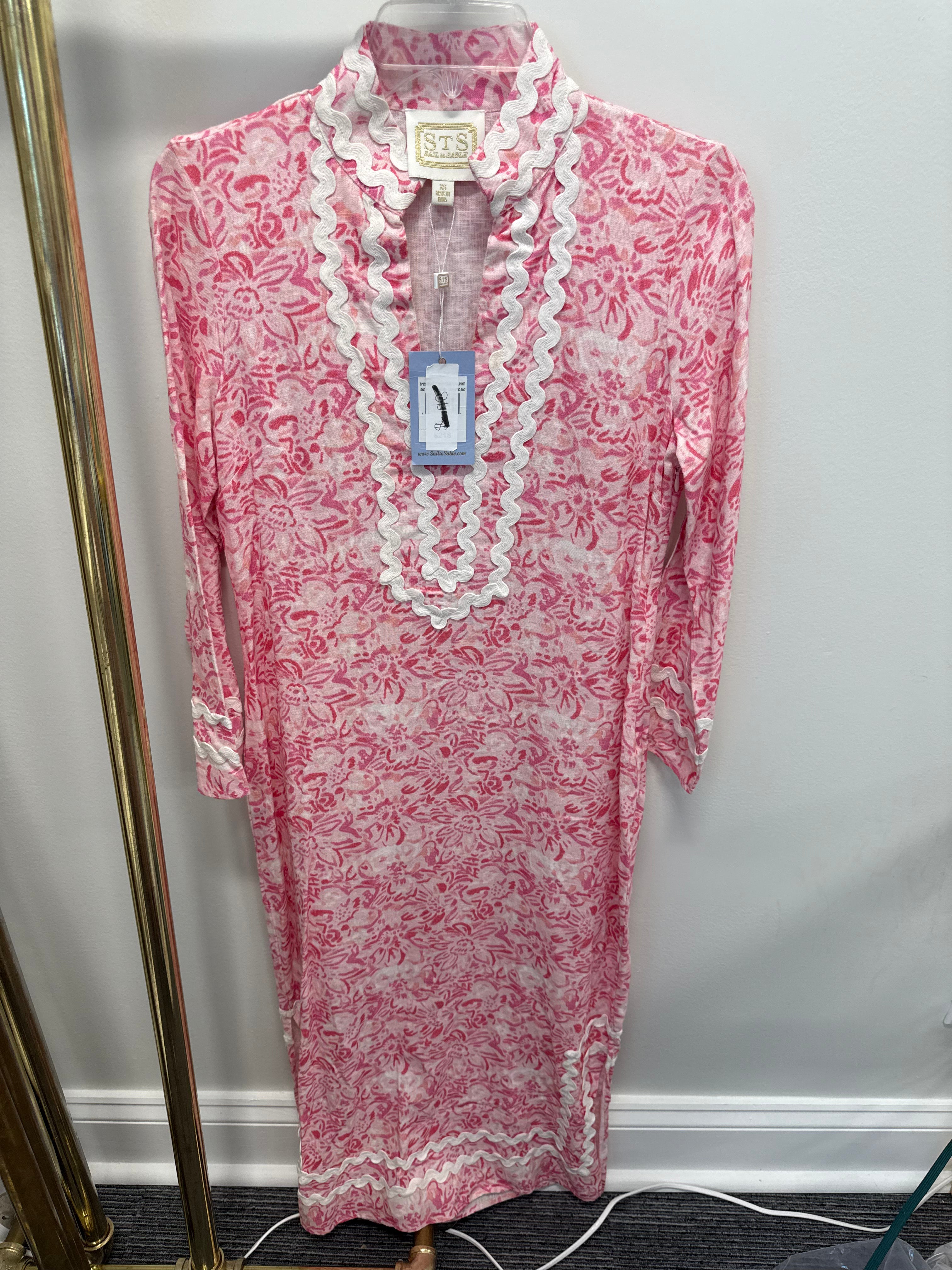 Sample Pink Long Sleeve Tunic Maxi Dress (XS)