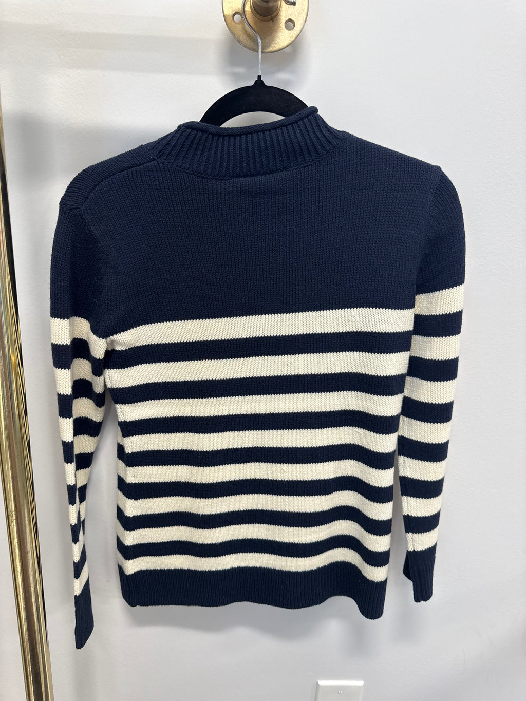Sample Navy/White Striped Mock Neck Sweater (XXS)