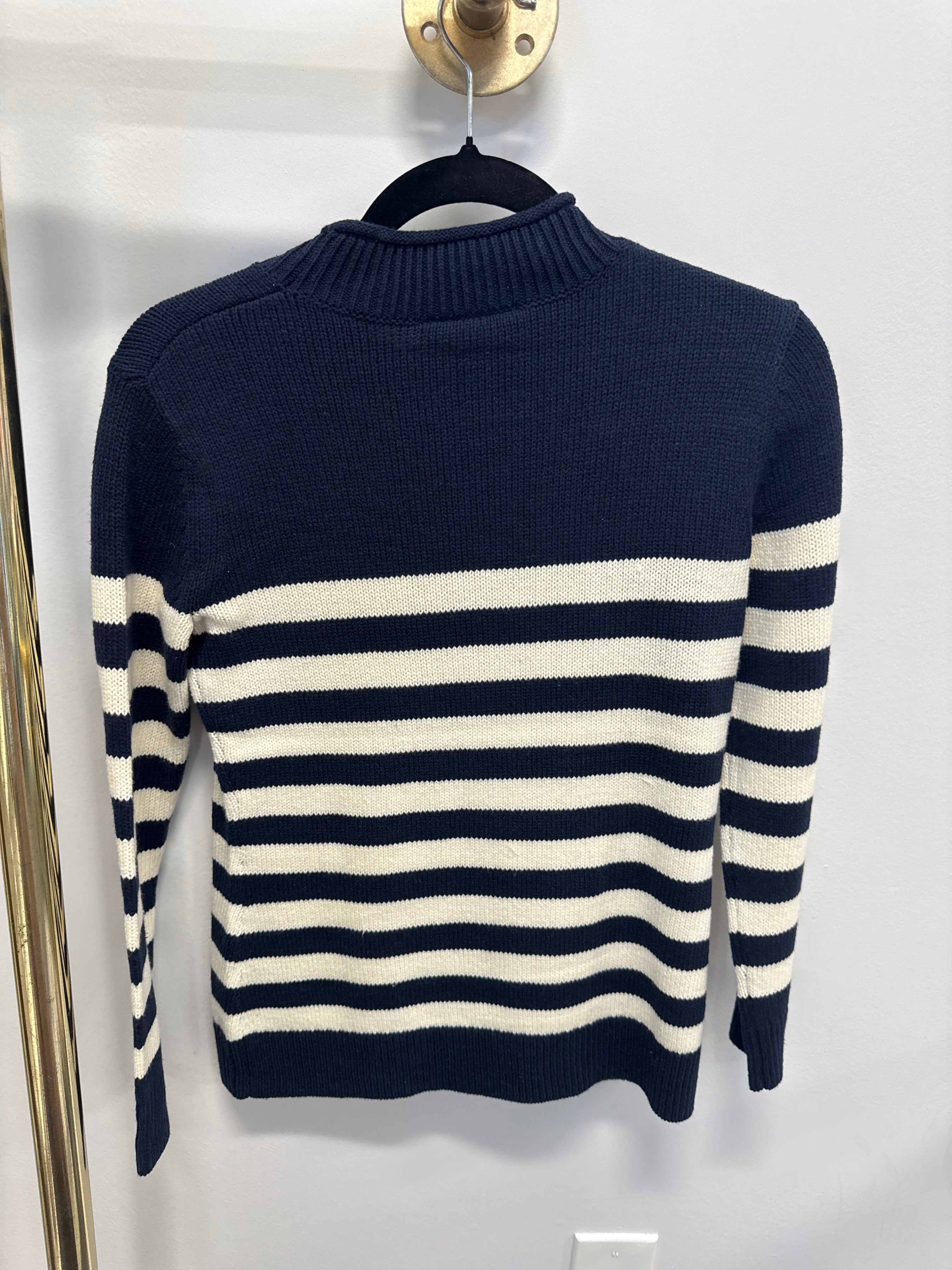 Sample Navy/White Striped Mock Neck Sweater (XXS)
