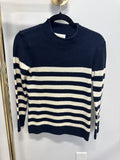 Sample Navy/White Striped Mock Neck Sweater (XXS)