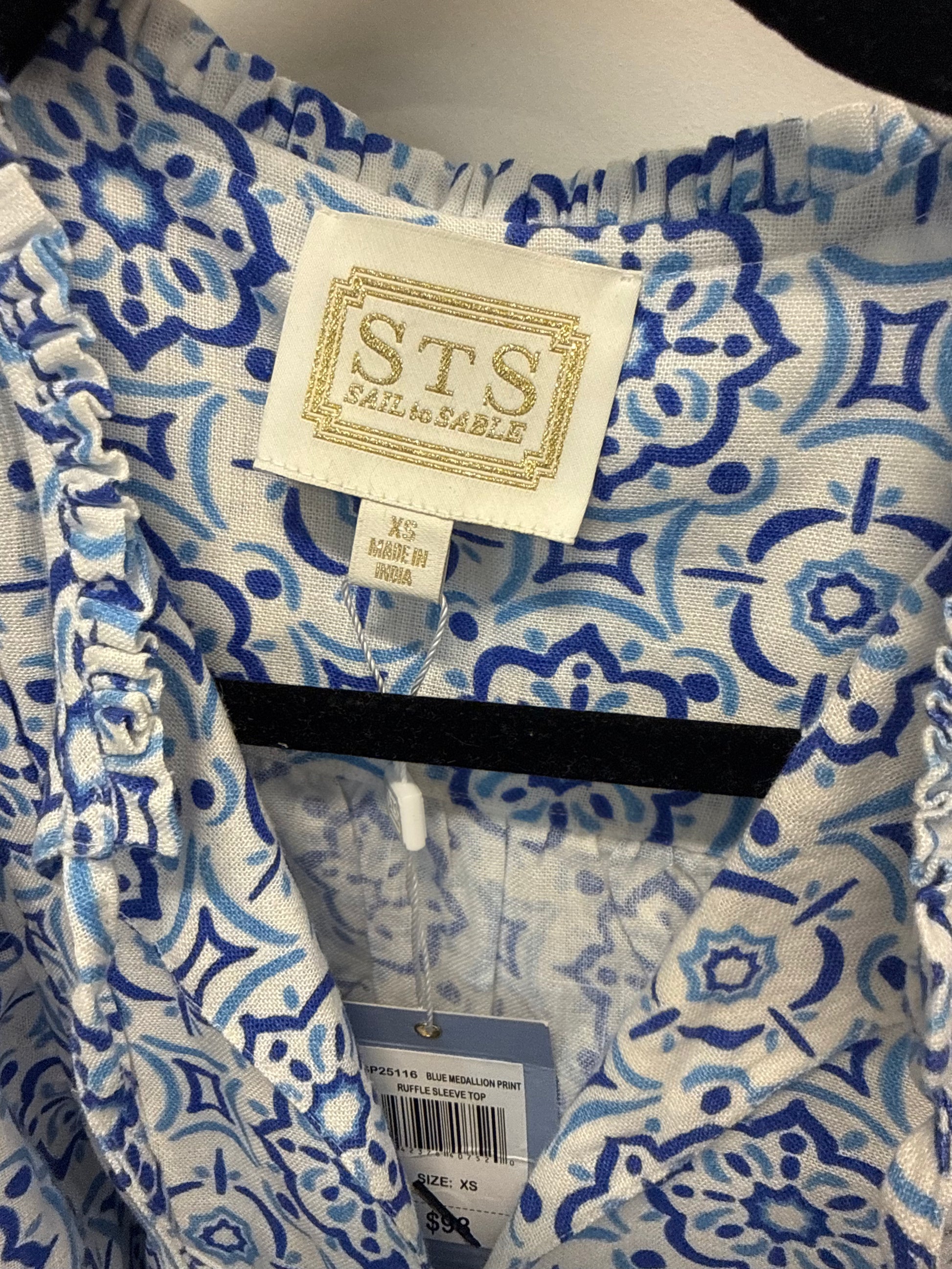 Sample Blue Flutter Sleeve Blouse (XS)