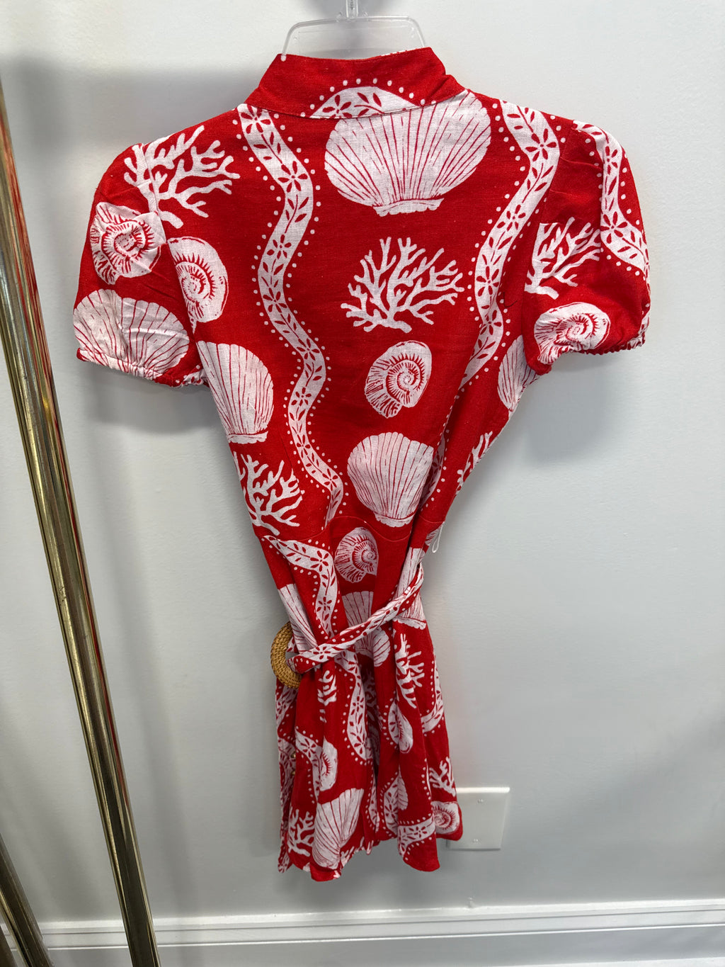 Sample Red Seashell Belted Dress (XS)