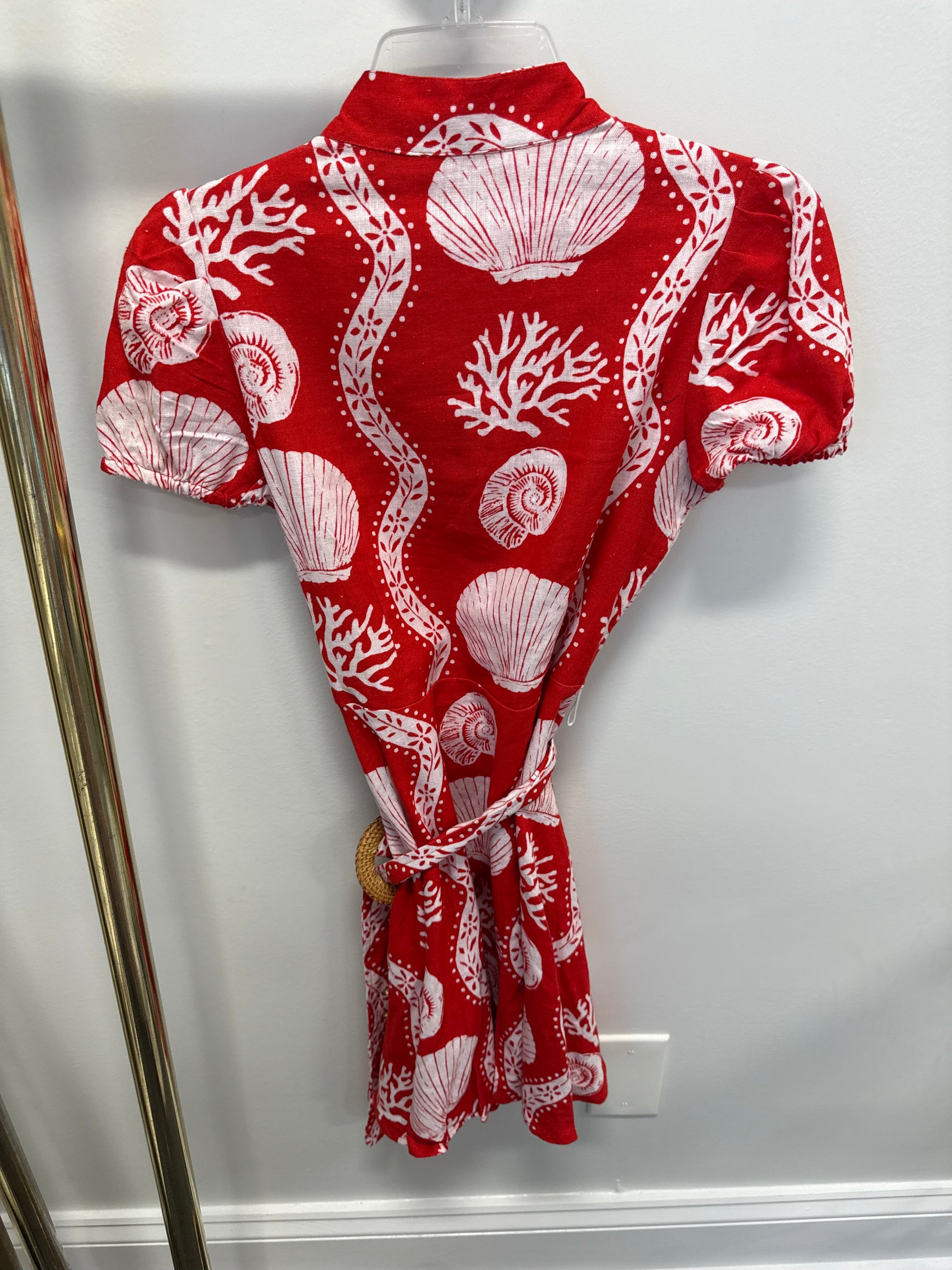 Sample Red Seashell Belted Dress (XS)