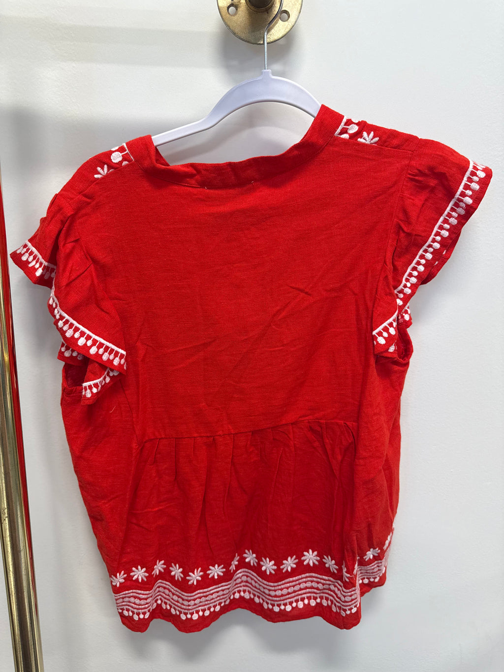 Sample Red Blouse with Tassels (M)