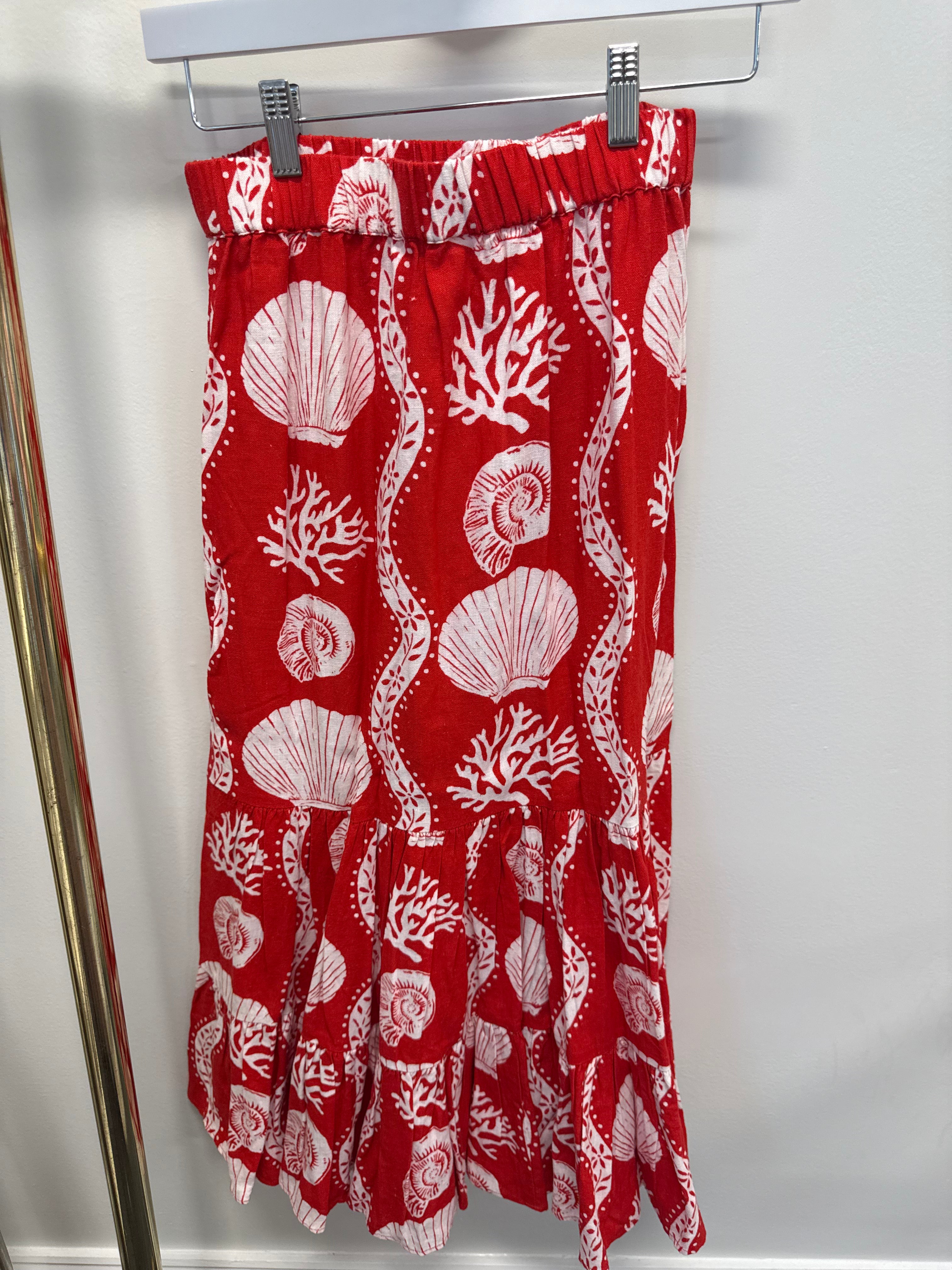 Sample Red Seashell Maxi Skirt (S)