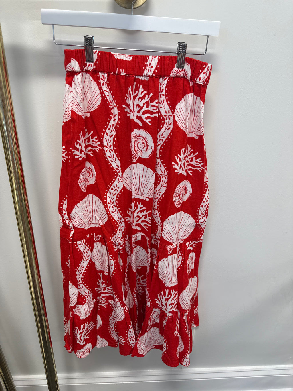 Sample Red Seashell Maxi Skirt (S)