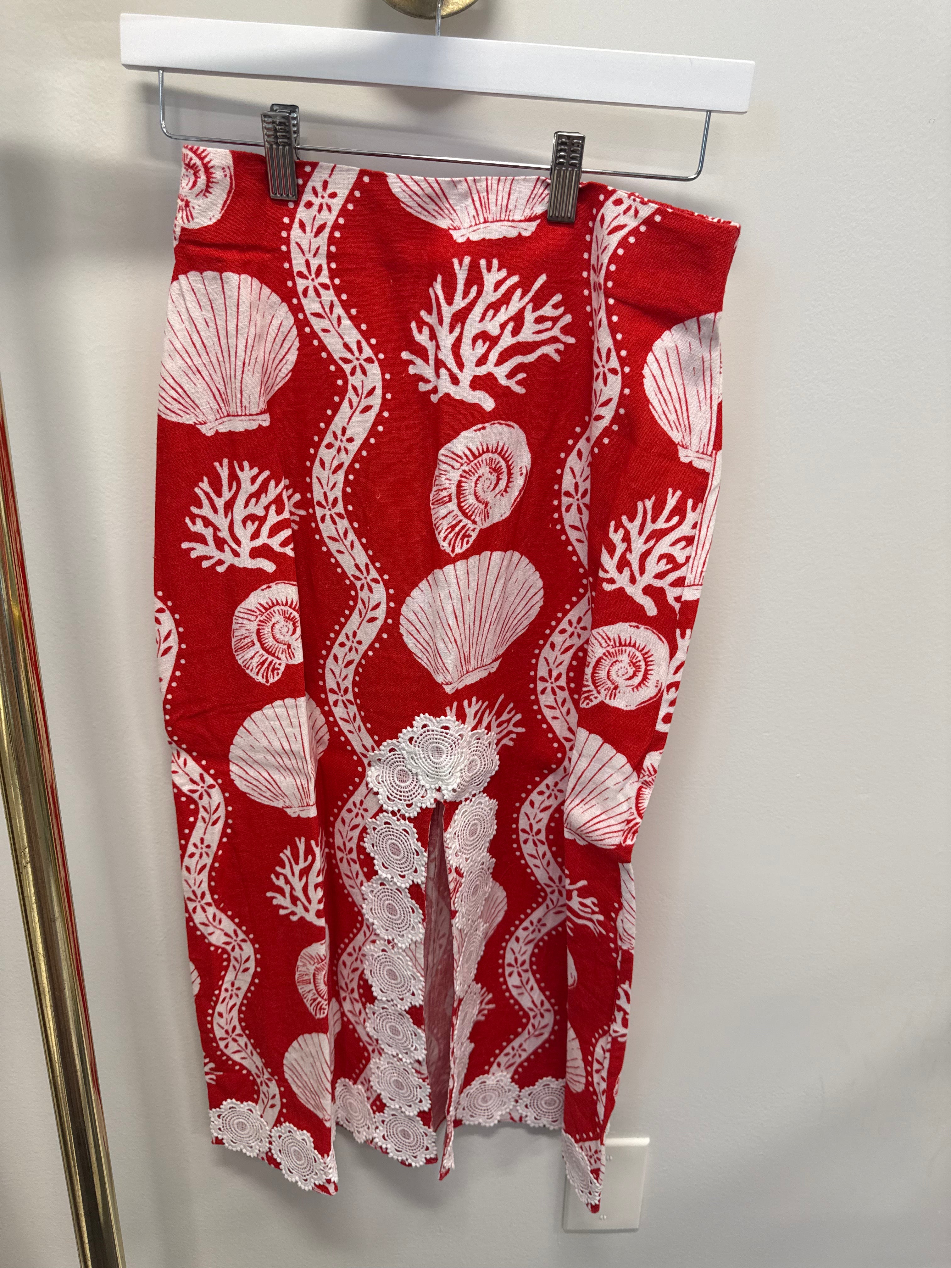 Sample Red Seashell Maxi Dress (S)