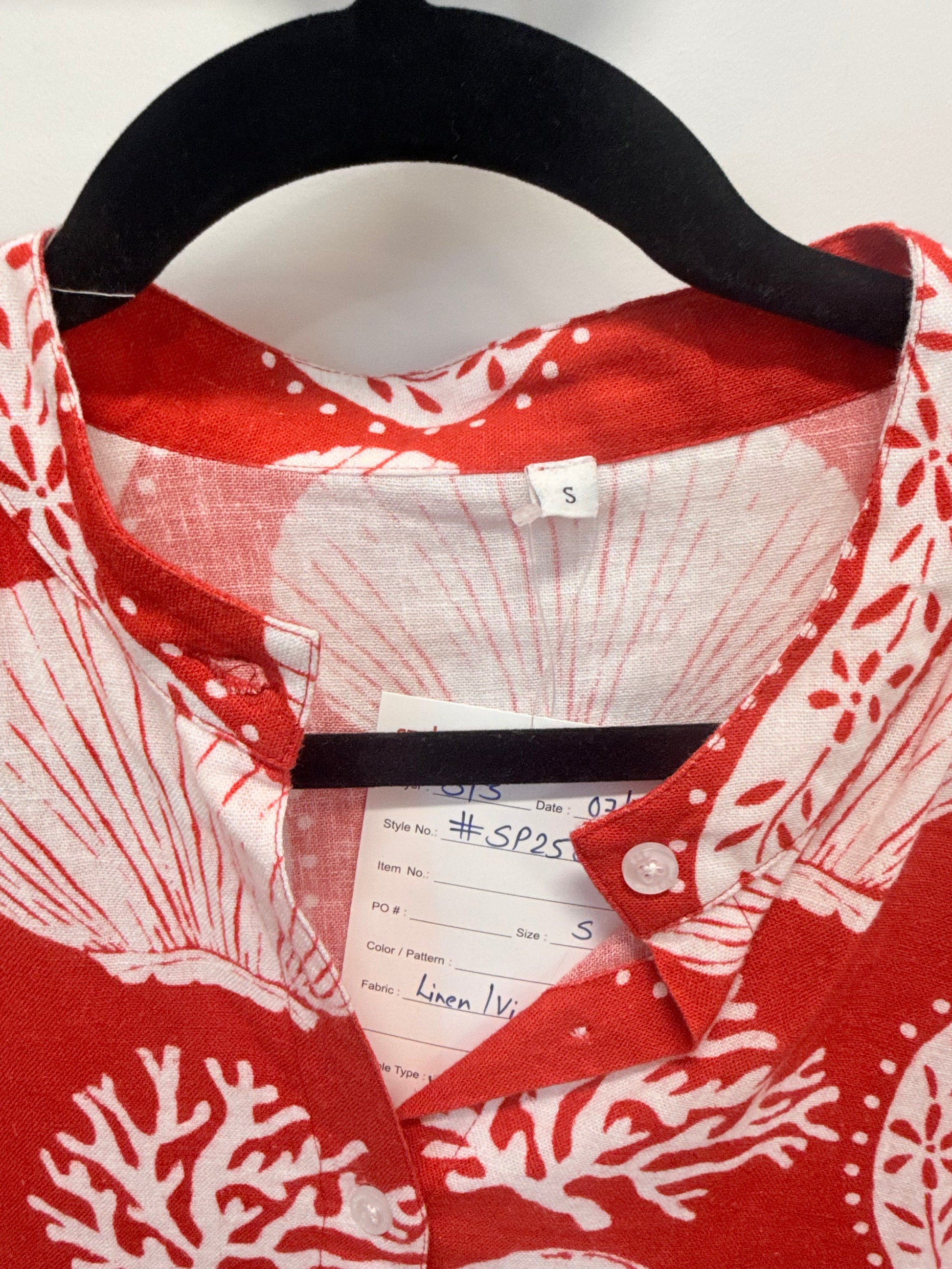Sample Red Seashell Long Sleeve Dress (S)