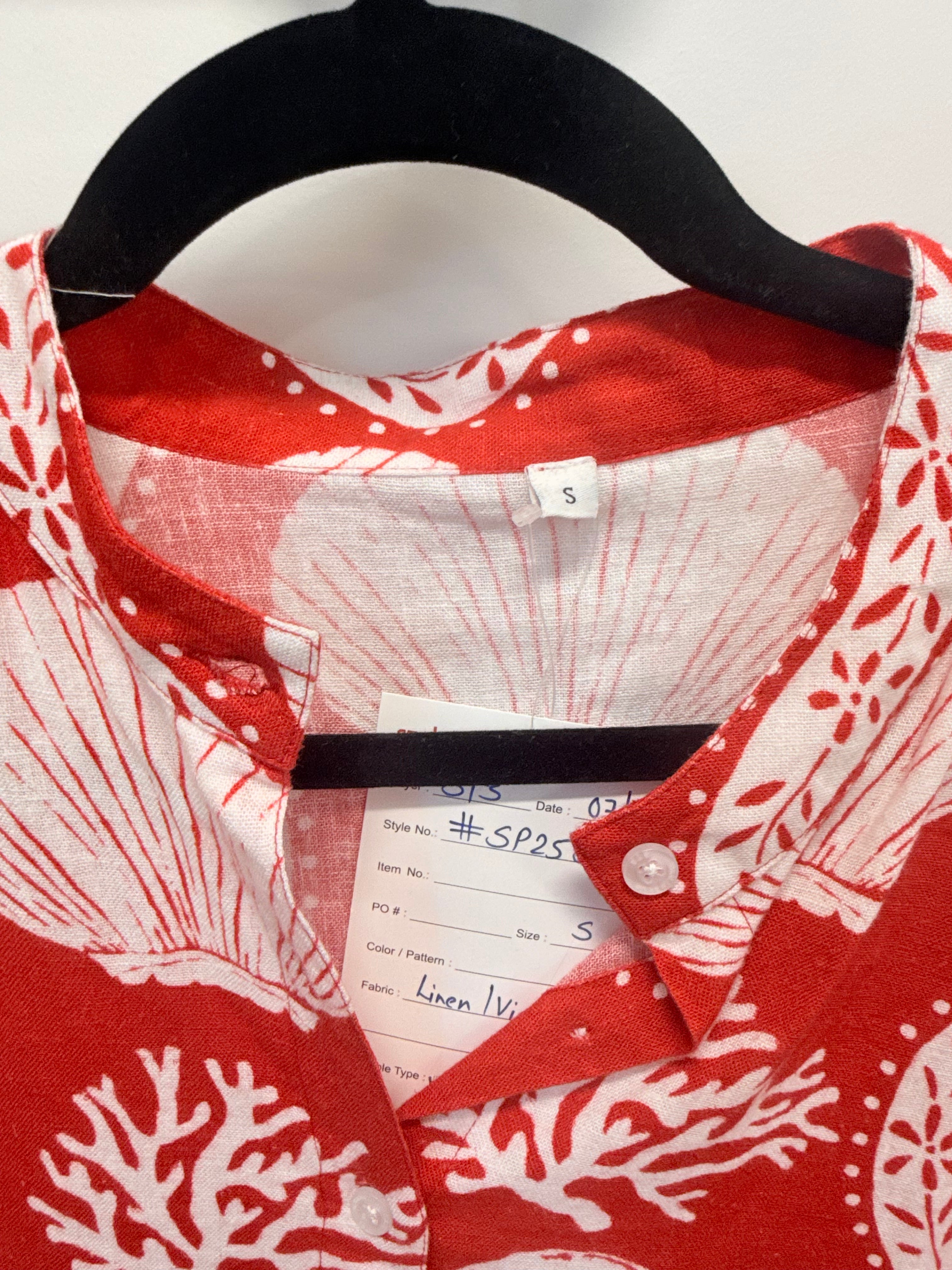 Sample Red Seashell Long Sleeve Dress (S)