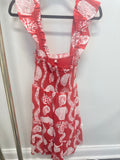 Sample Red Seashell Smocked Mini Dress (S)