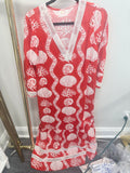 Sample Red V-Neck Seashell Dress (S)
