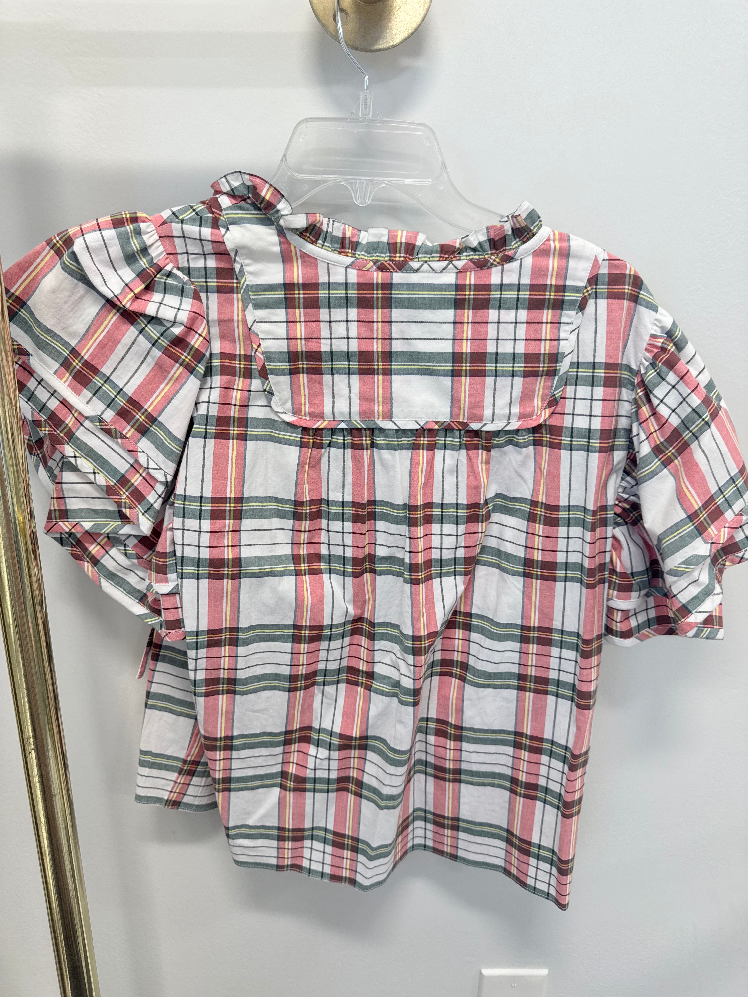 Sample Plaid Blouse with Tassels (S)