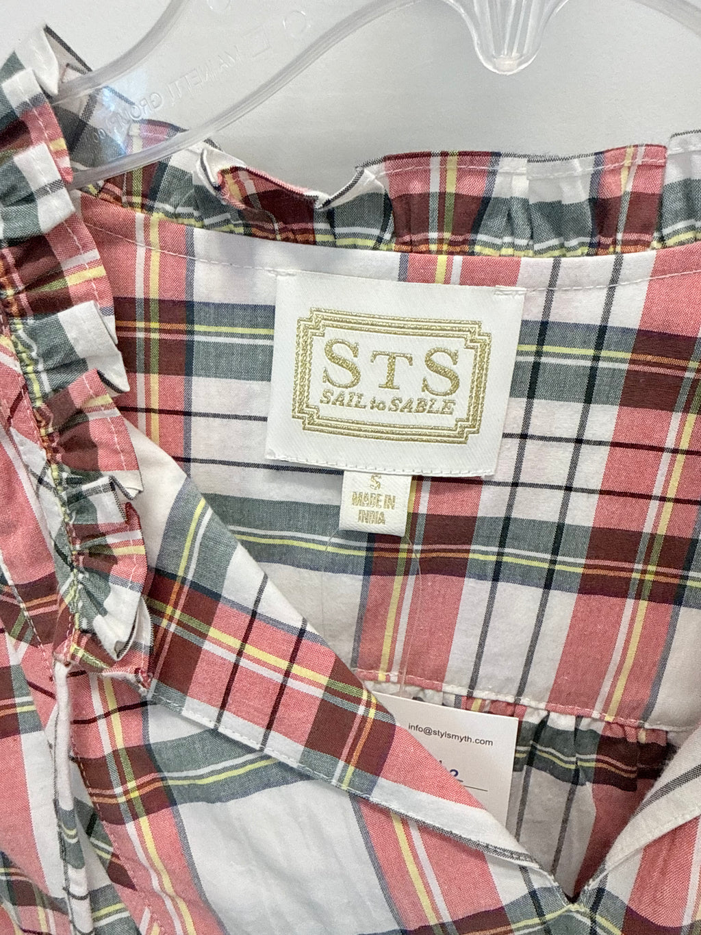 Sample Plaid Blouse with Tassels (S)