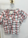 Sample Plaid Blouse with Tassels (S)