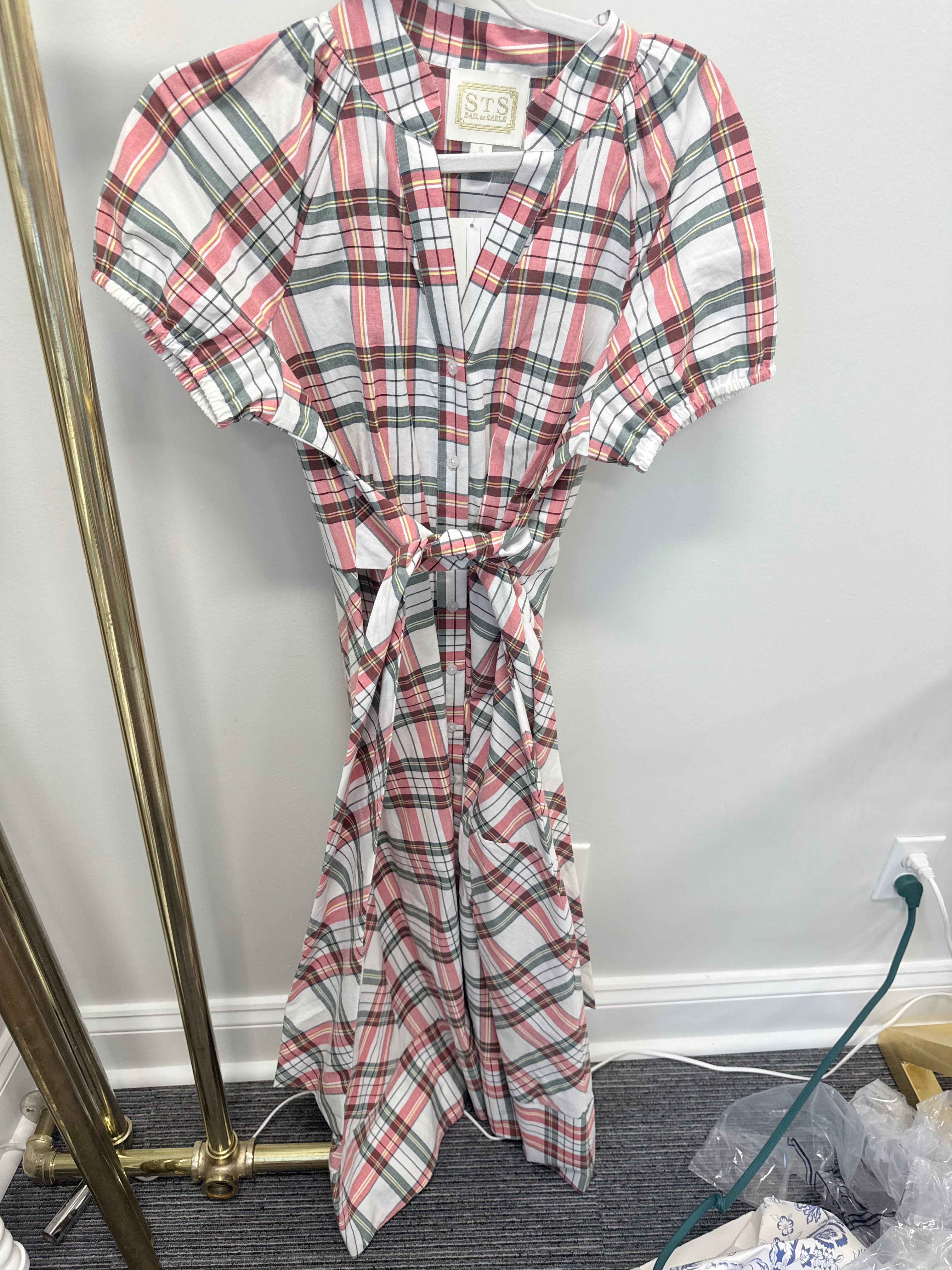 Sample Plaid Belted Maxi Dress (S)