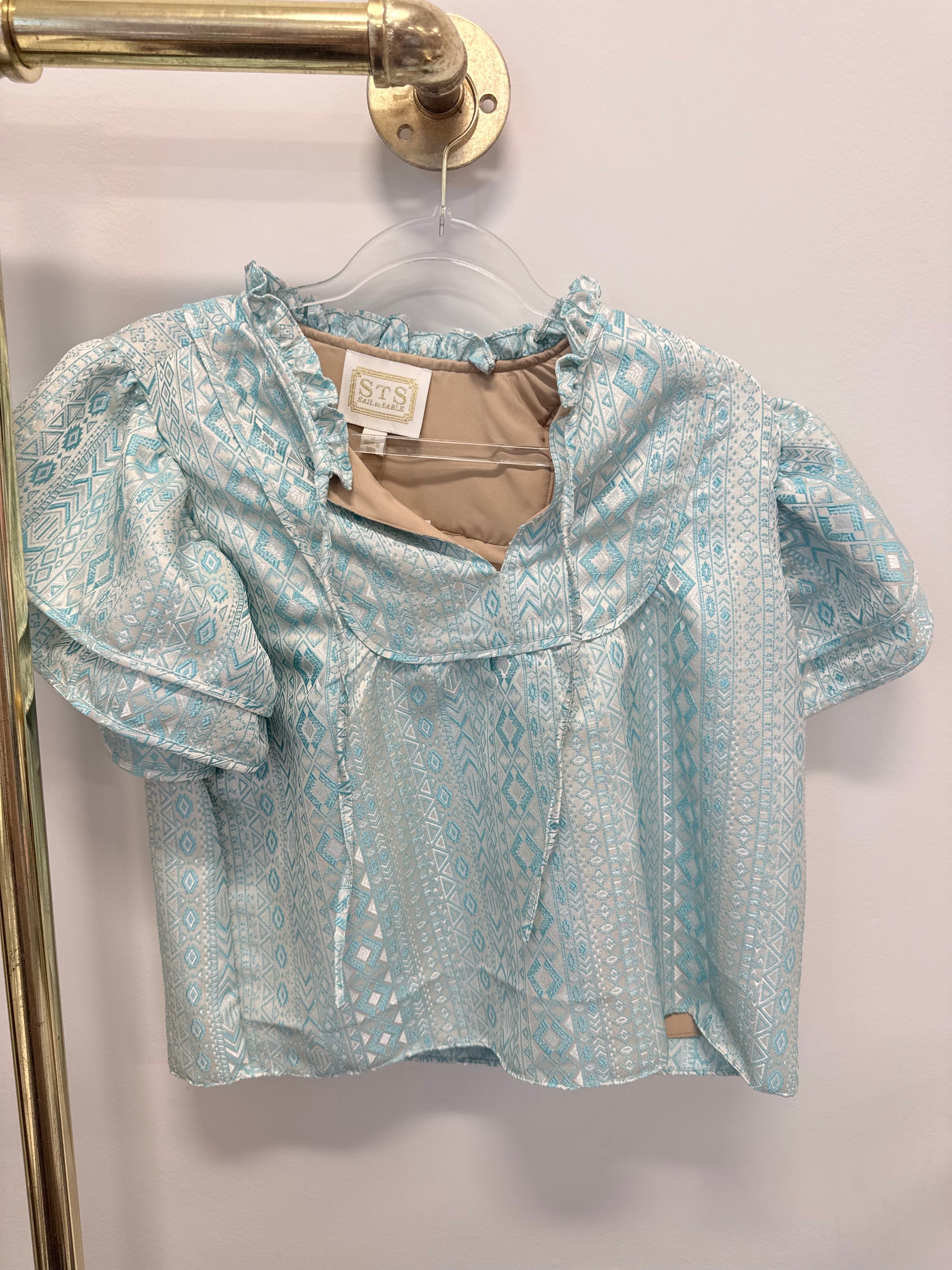 Sample Jacquard Blouse with Tassels (S)