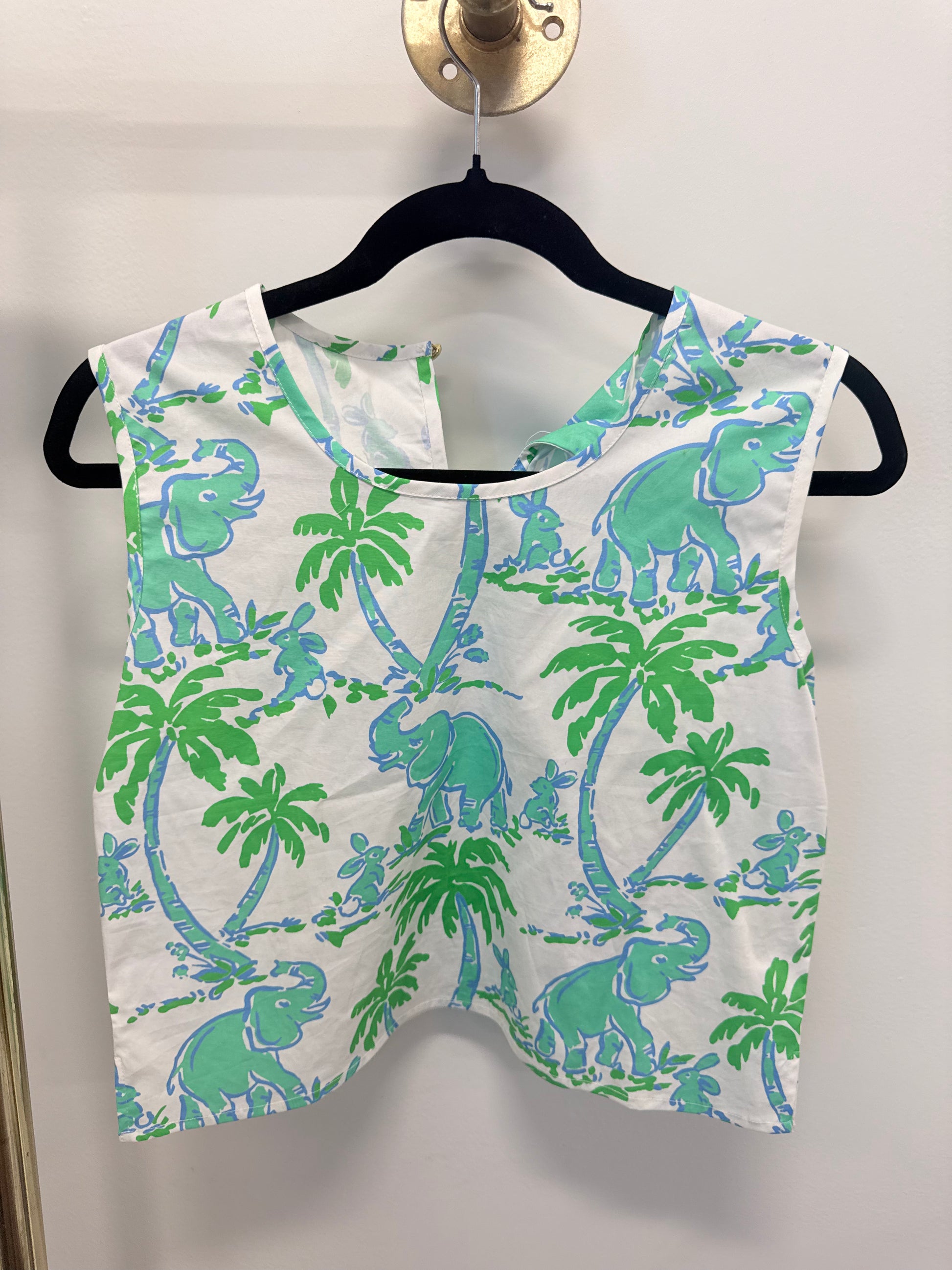 Sample Elephant Print Sleeveless Blouse (S)