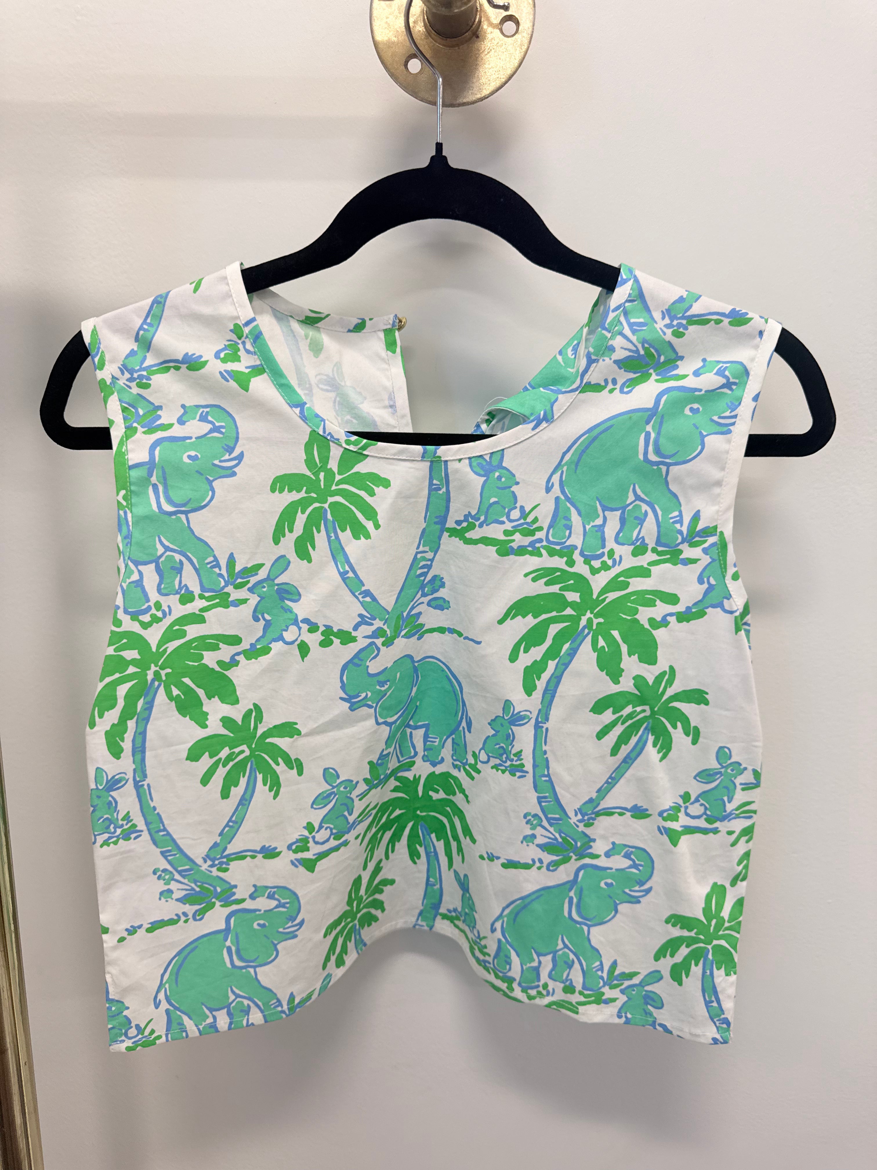 Sample Elephant Print Sleeveless Blouse (S)